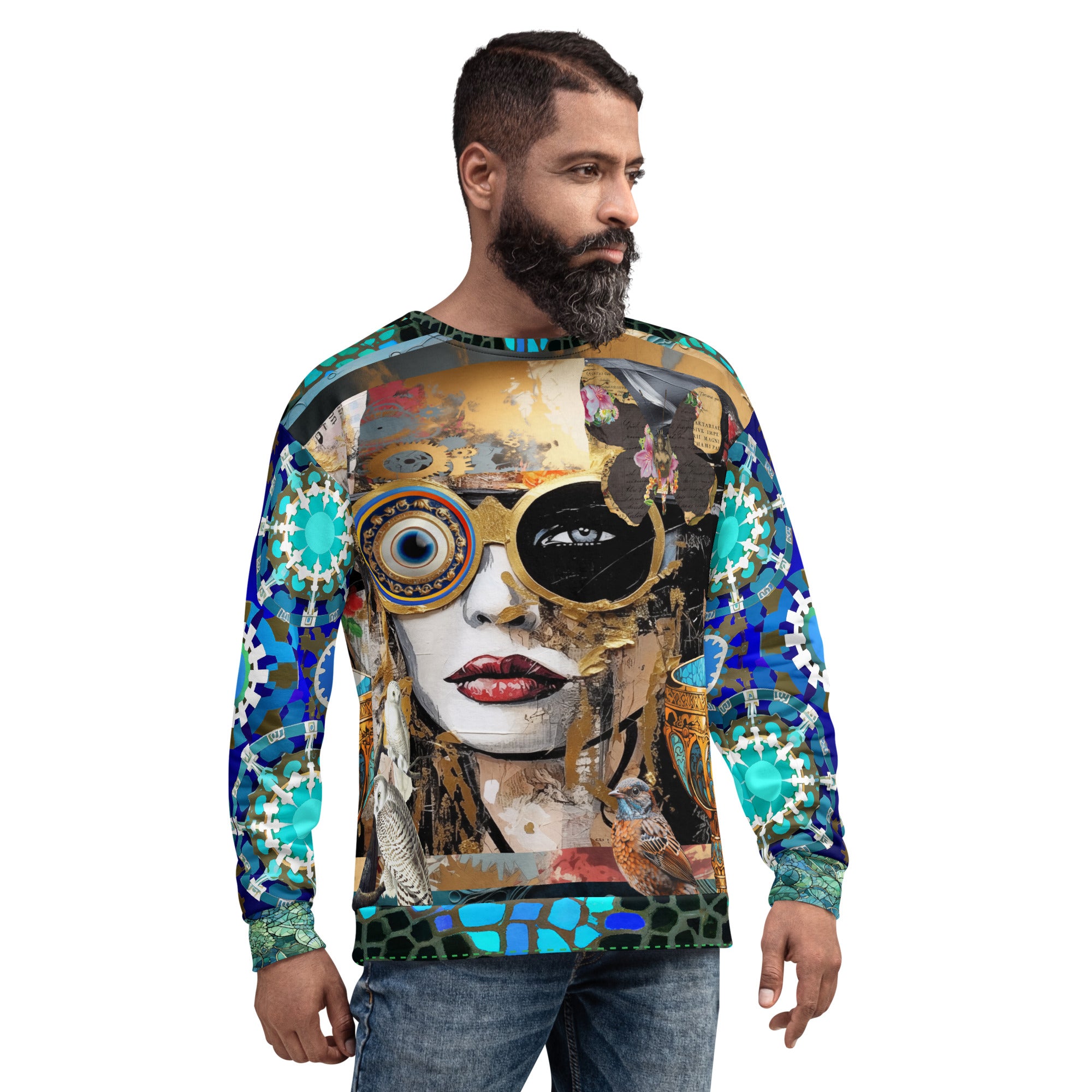 Steampunk Girl in Abstract Summer Weight Eco-Poly Unisex Sweatshirt