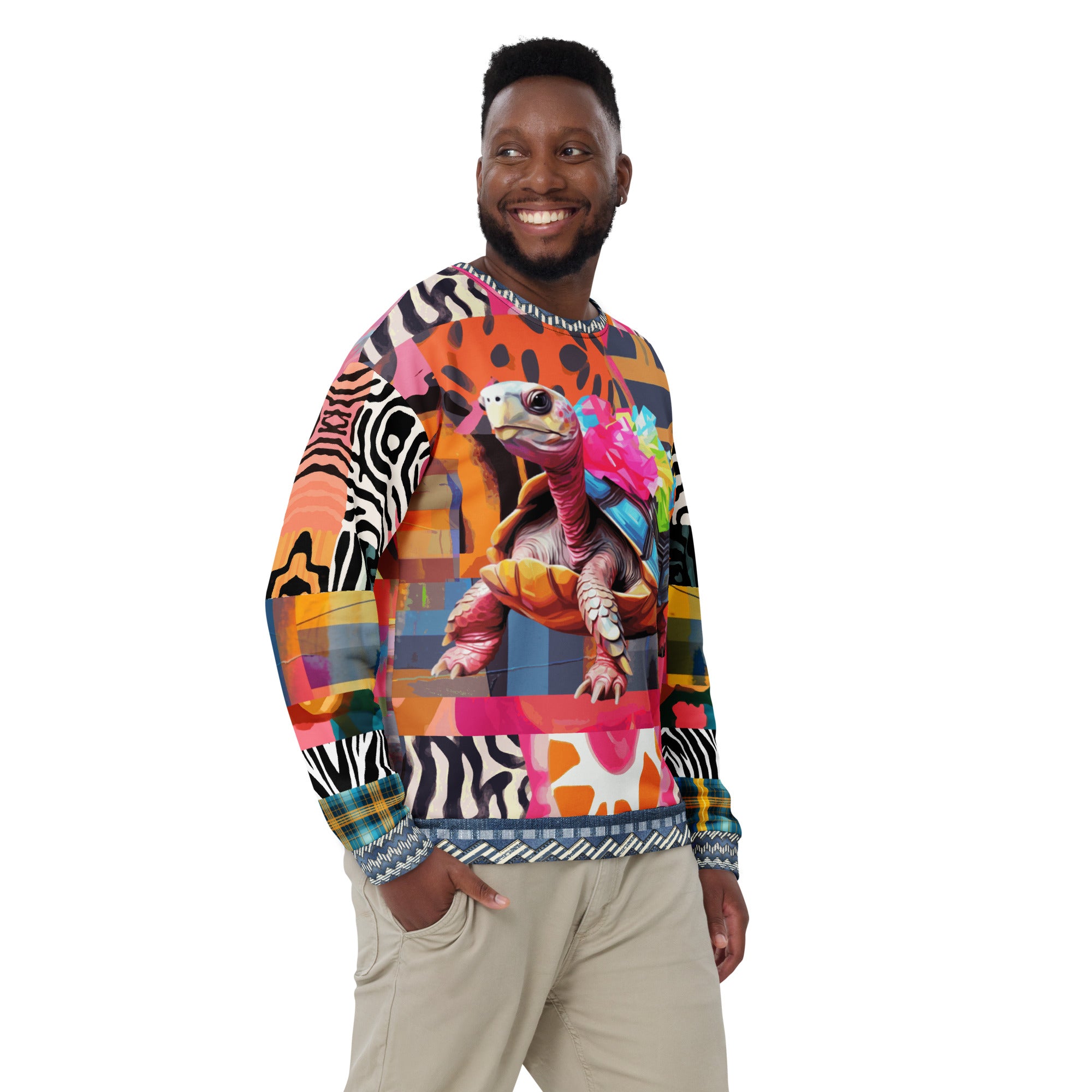 Tiptoe Through the Tulips Turtle Art Summer Weight Eco-Poly Unisex Sweatshirt