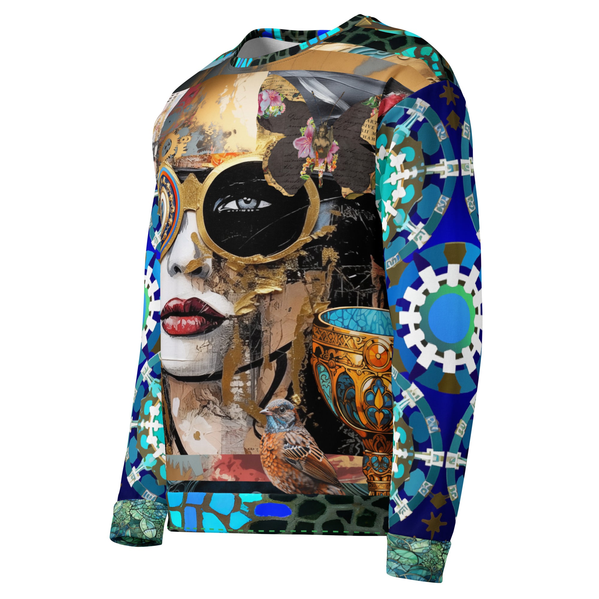 Steampunk Girl in Abstract Summer Weight Eco-Poly Unisex Sweatshirt