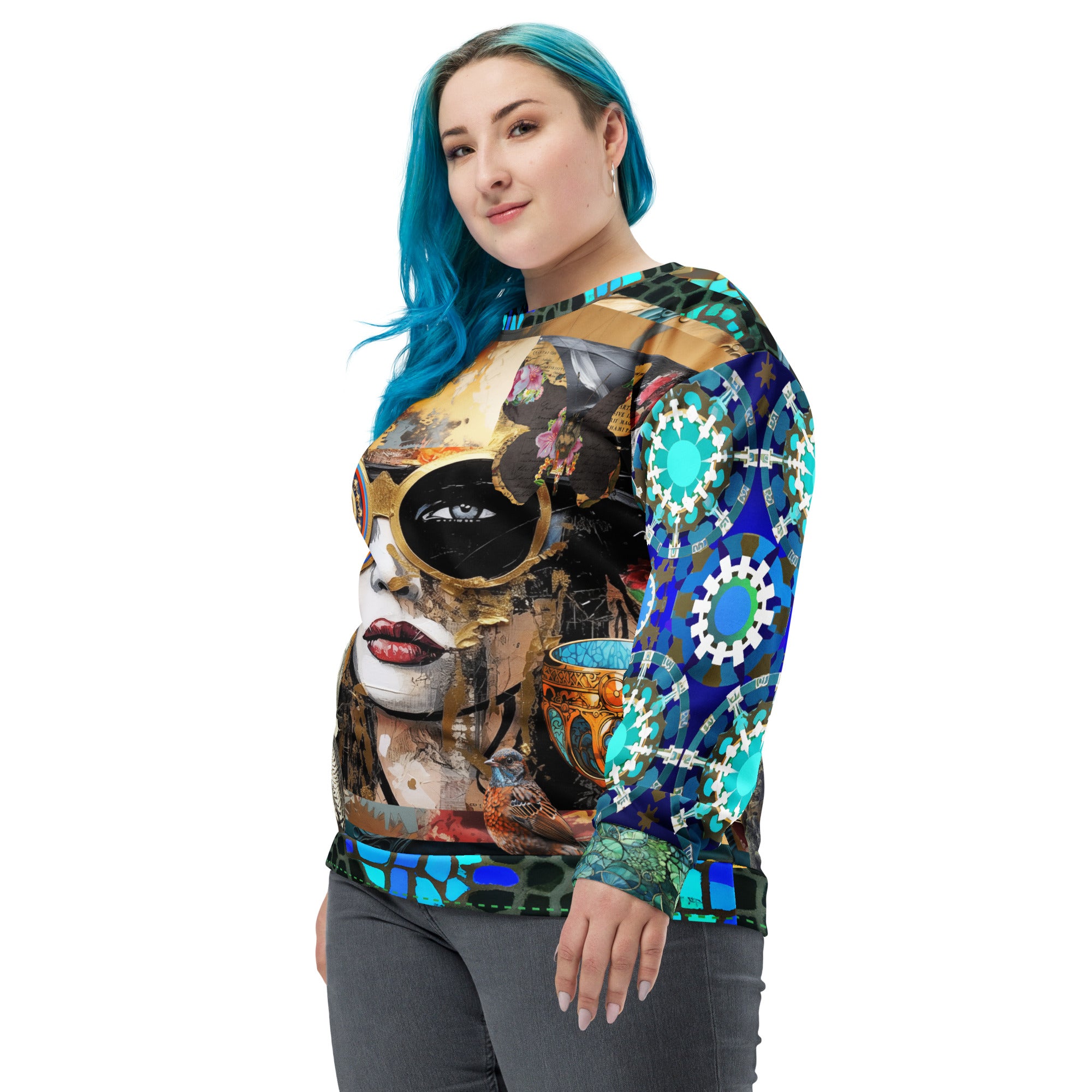 Steampunk Girl in Abstract Summer Weight Eco-Poly Unisex Sweatshirt