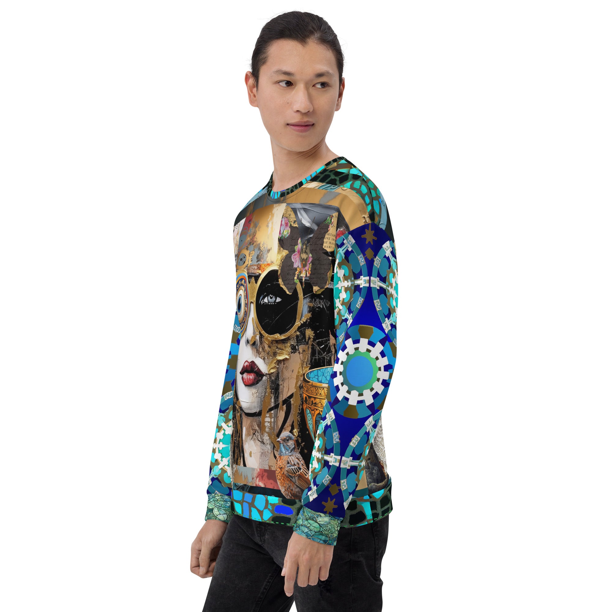 Steampunk Girl in Abstract Summer Weight Eco-Poly Unisex Sweatshirt