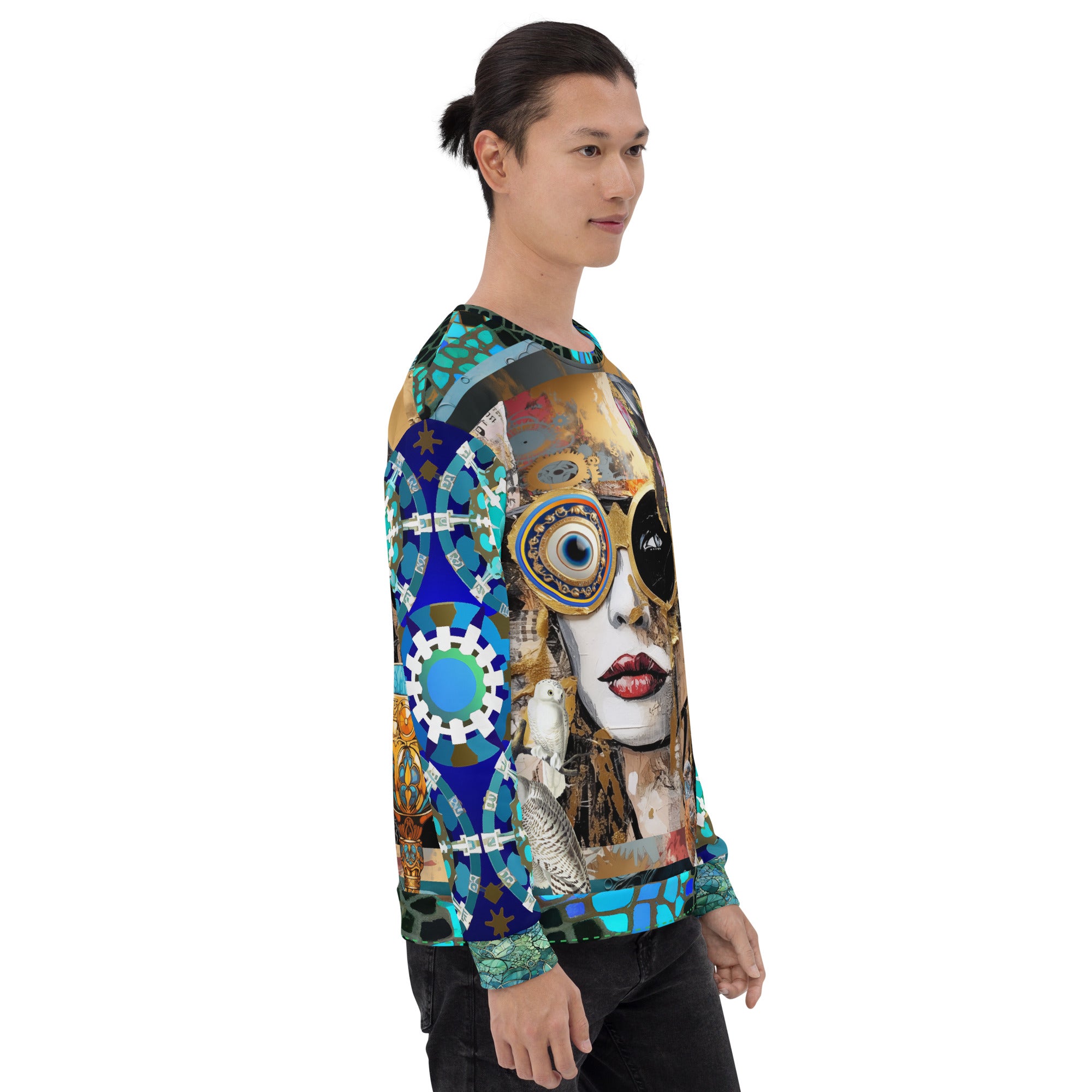 Steampunk Girl in Abstract Summer Weight Eco-Poly Unisex Sweatshirt