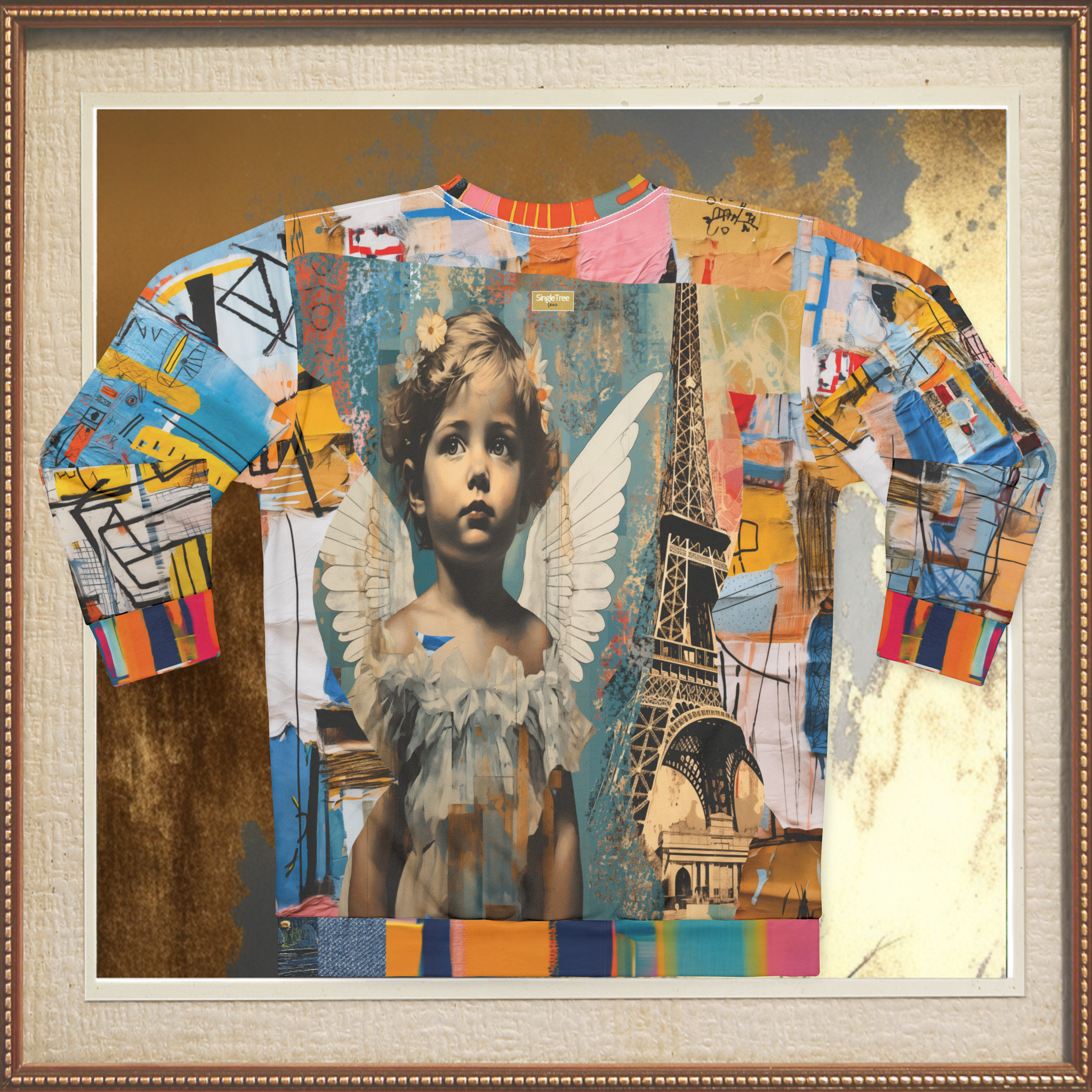Angels in Paris Graffiti Art Mid-Weight Polyester Unisex Sweatshirt (Gold Label)