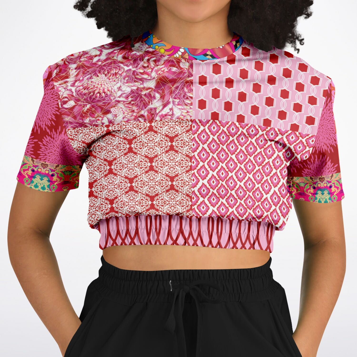 Jersey corto de manga corta con patchwork rosa de Gypsy Beat