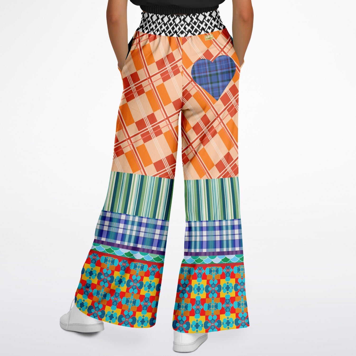 Boats of the Saint Marys Plaid Patchwork Eco-Poly Wide Leg Pants