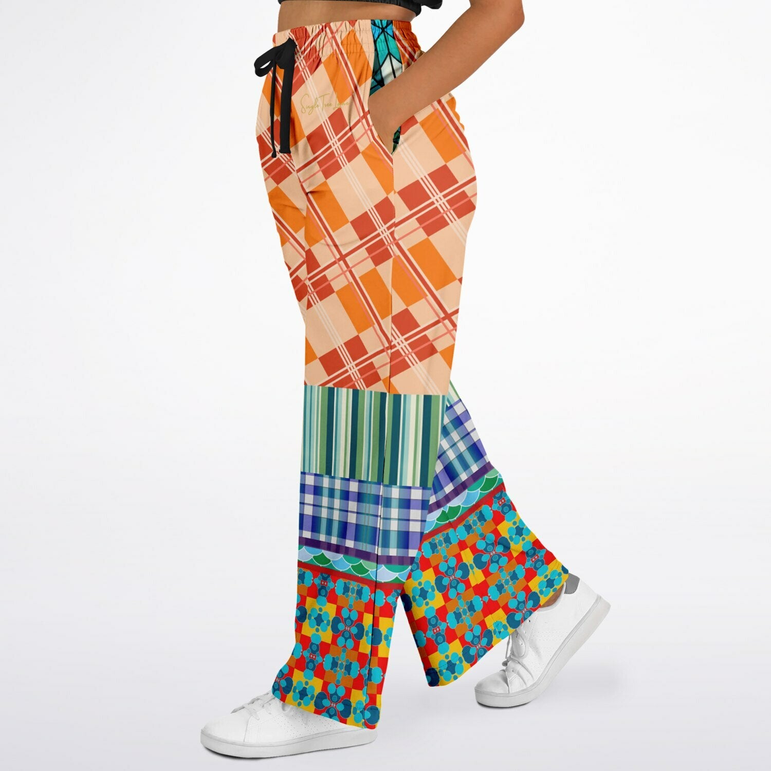 Boats of the Saint Marys Plaid Patchwork Eco-Poly Wide Leg Pants