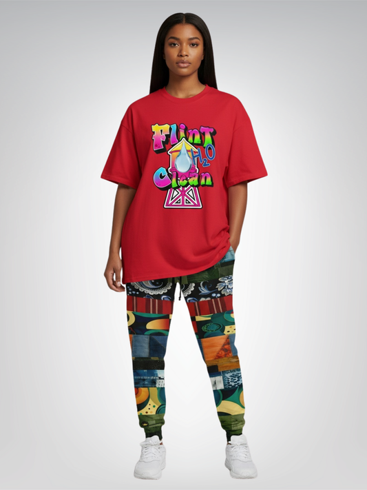 Kabuki Theater Girl Patchwork Print Eco-Poly Unisex Joggers