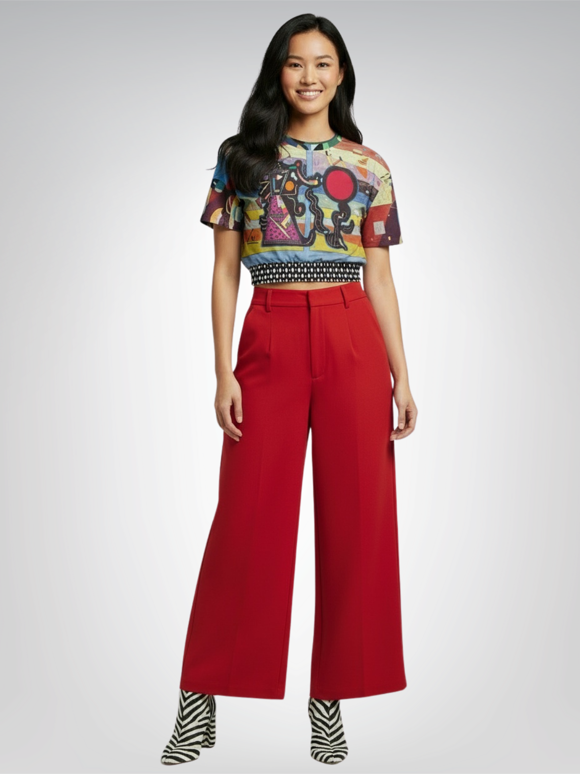 Composition in Nines - Kandinsky Eco-Poly Short Sleeve Cropped Pullover