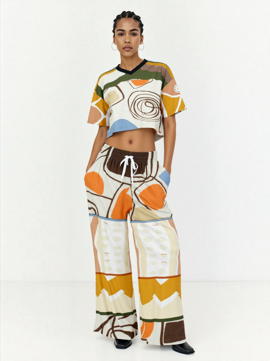 Concrete Jungle Eco-Poly Abstract Eco-Poly Geo Wide Leg Pants