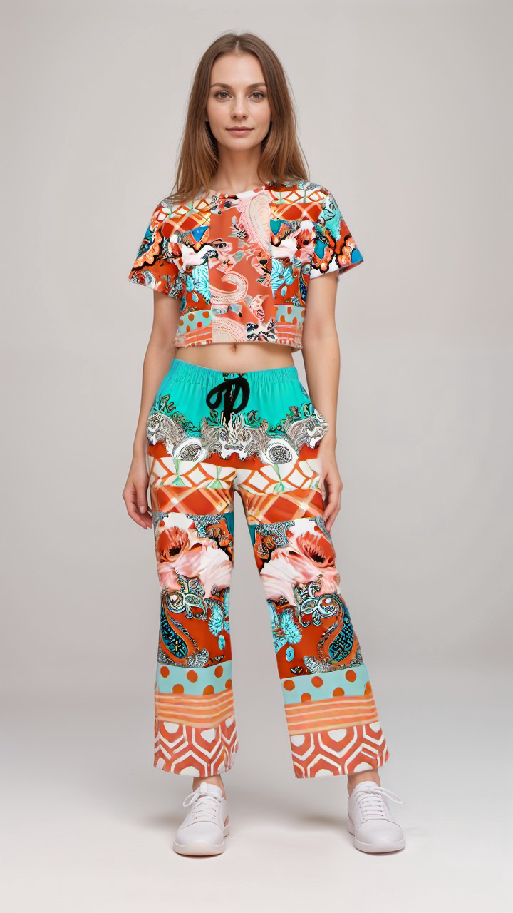 Coral Springs Hippie Patchwork Eco-Poly Patchwork Wide Leg Pants