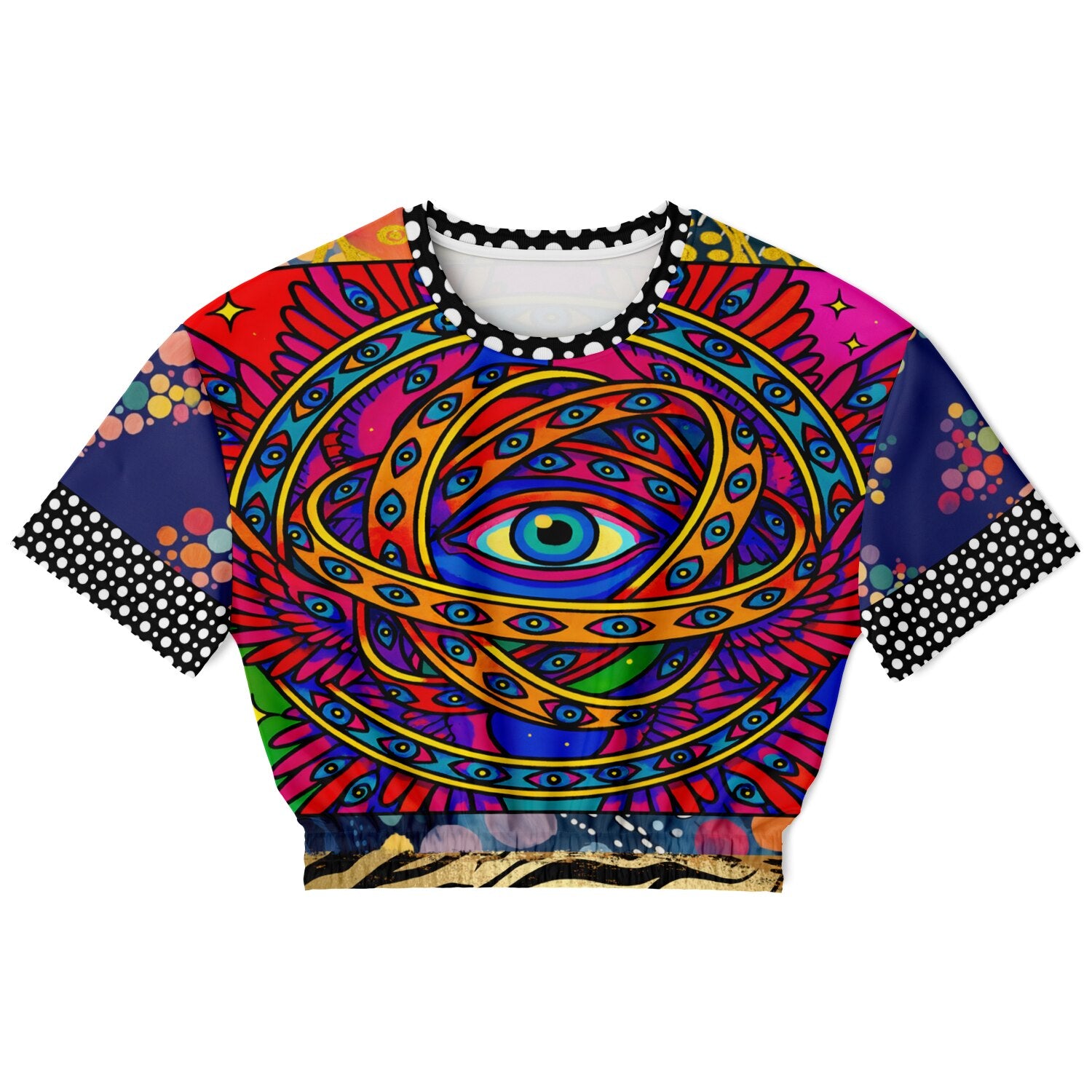 My Friend the Ophanim - Angel in Pop Art Eco-Poly Short Sleeve Cropped Pullover