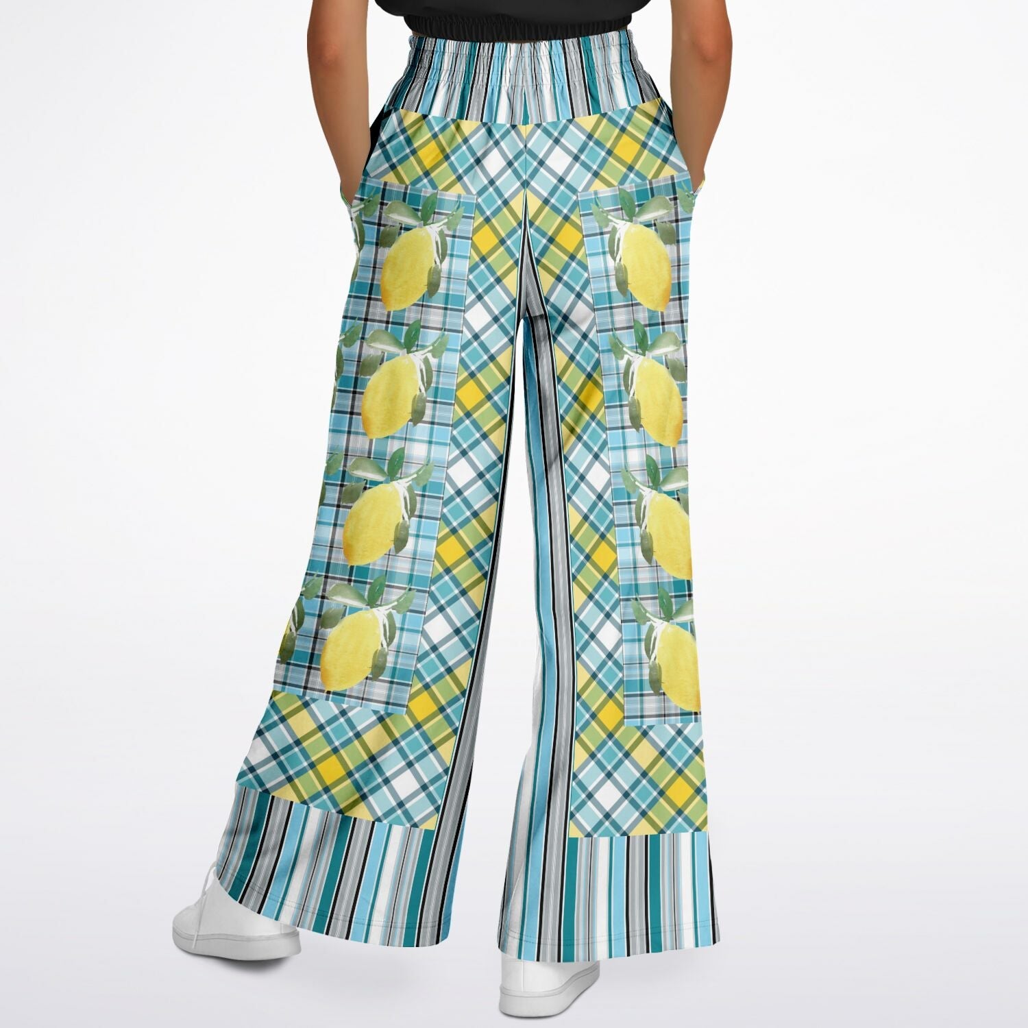 Lemon Zest Striped Eco-Poly Wide Leg Pants