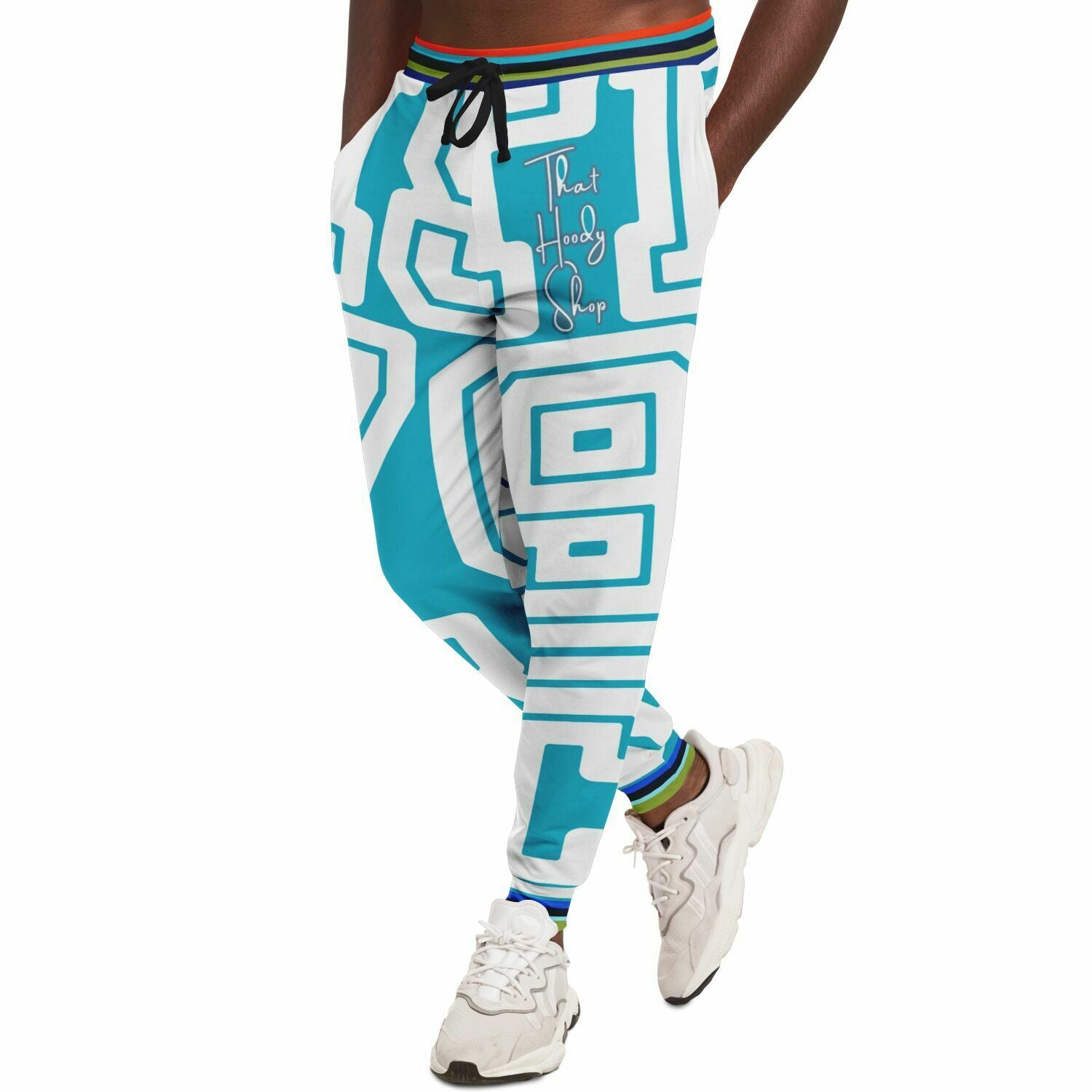 Monograma THS 1976 CA en joggers unisex de poliéster ecológico azul bahameño