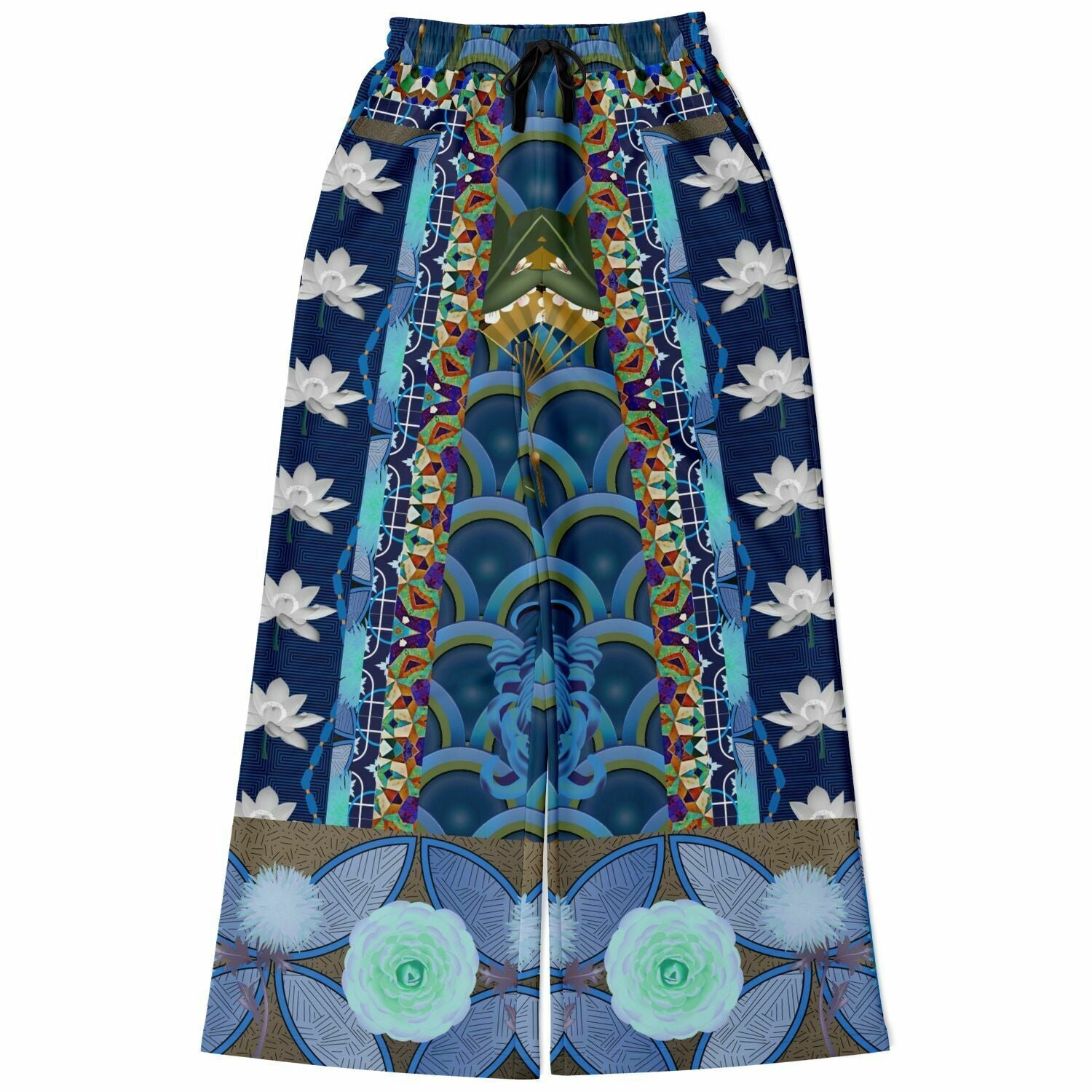 Dahlia Lama Lotus Flower Eco-Poly Wide Leg Pants