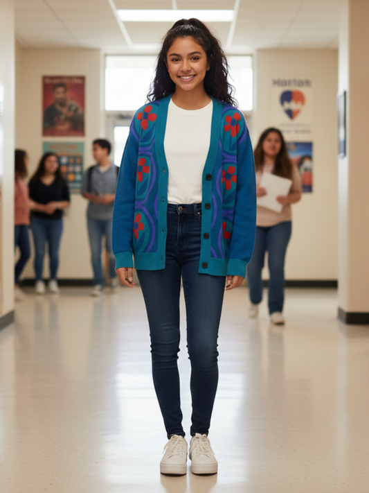 Daisies on Me in Royal Blue Knitted Cardigan