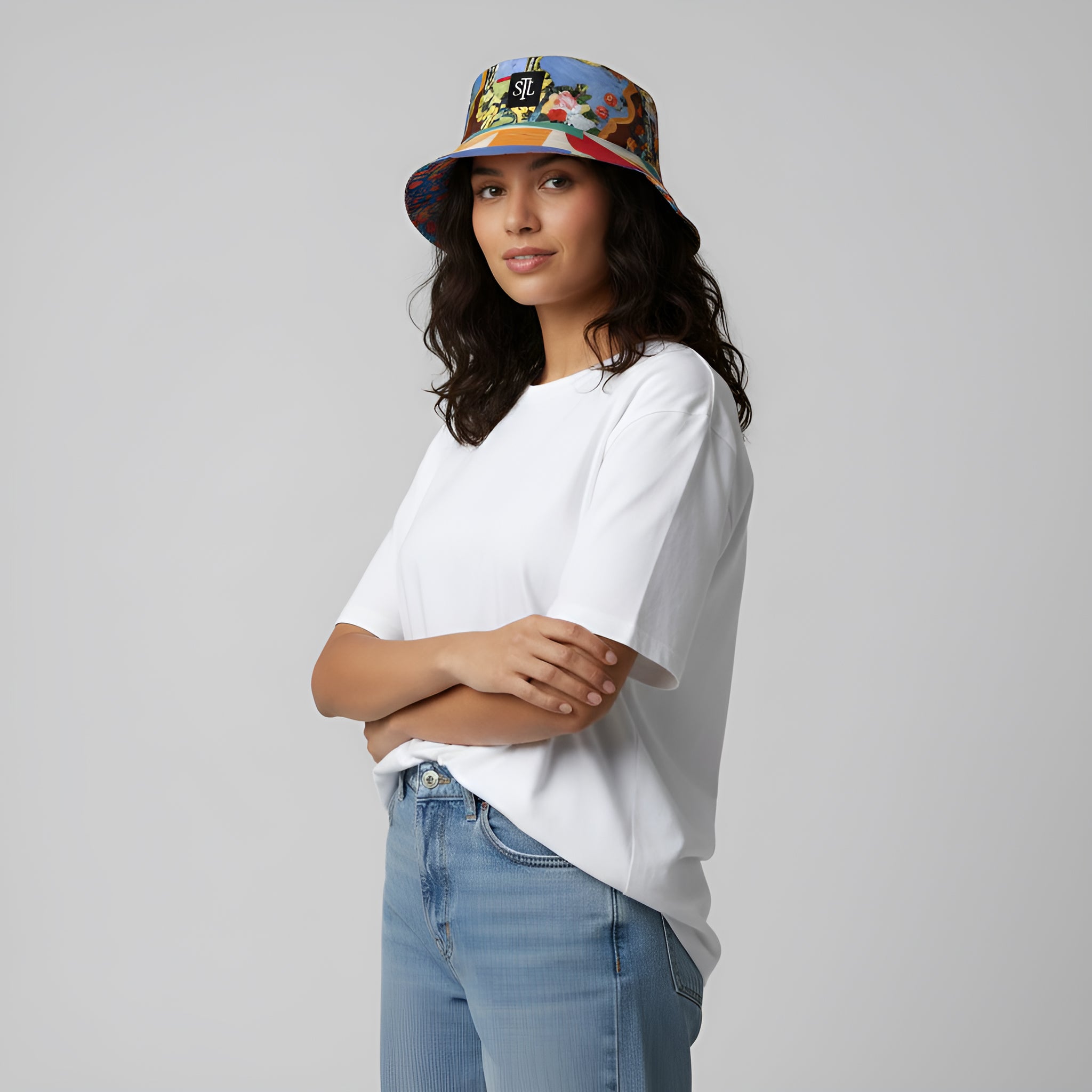 Decorative Figure in Ornamental Reversible Bucket Hat