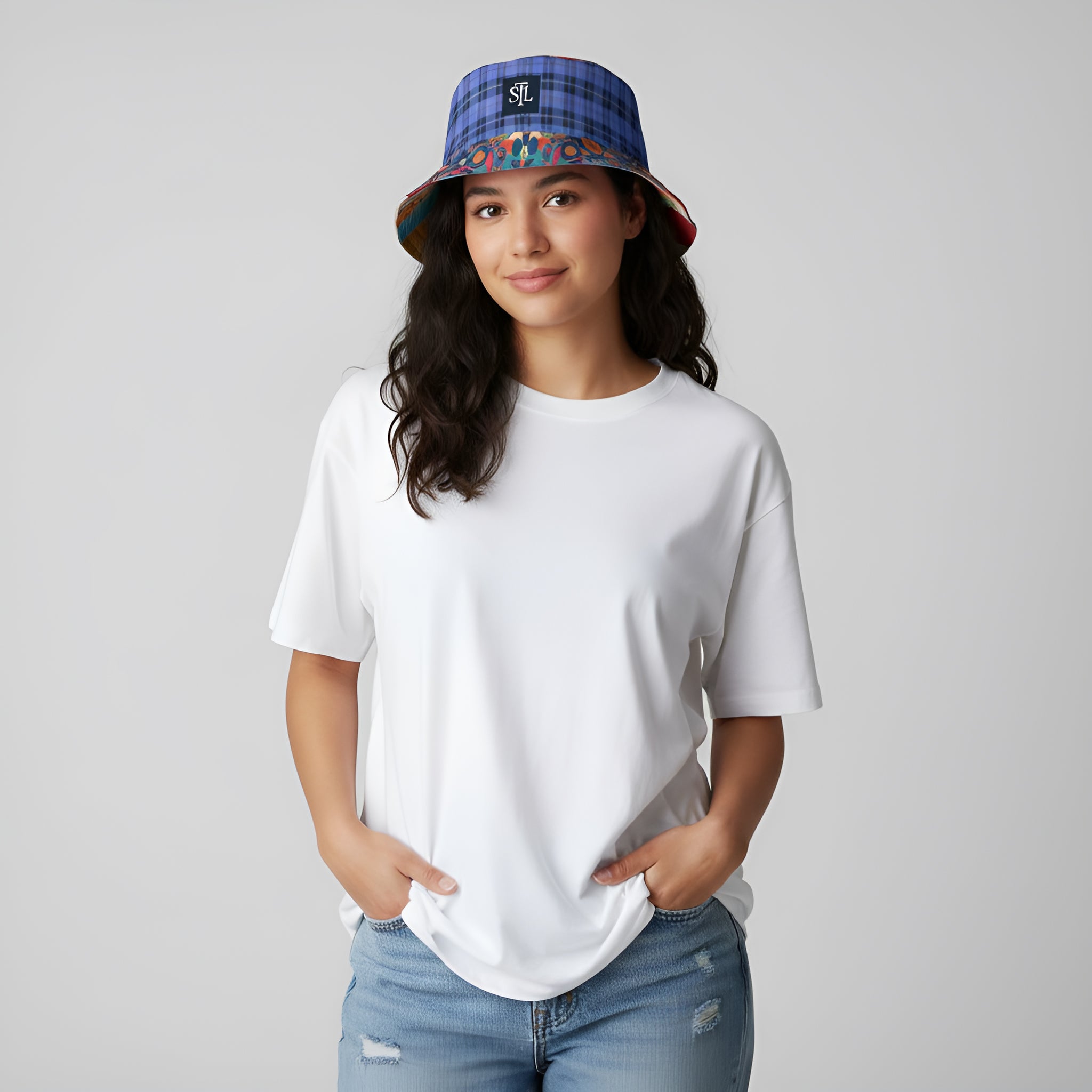 Decorative Figure in Ornamental Reversible Bucket Hat