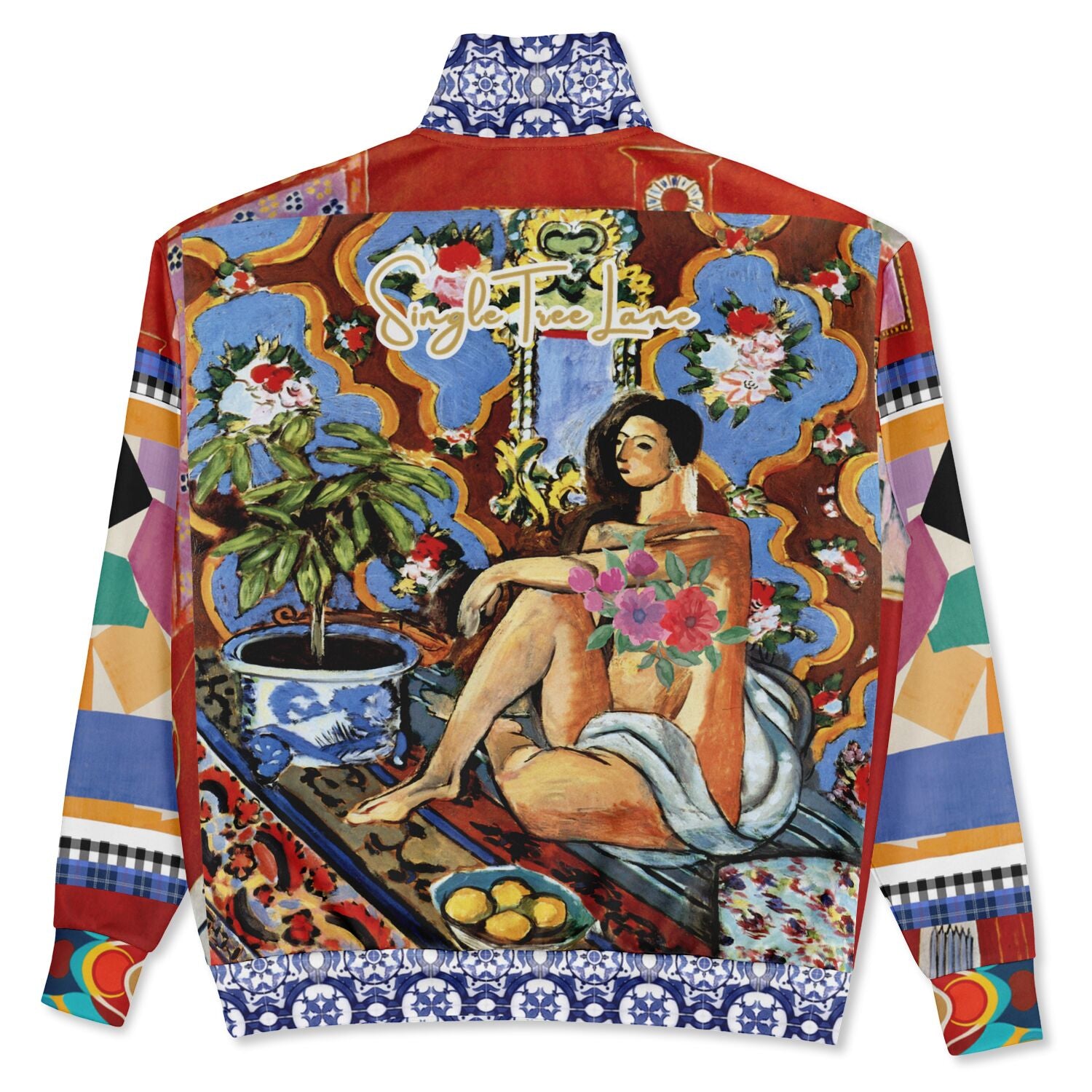 Decorative Figure in Ornamental Heavyweight Oversized Quarter Zip Sweatshirt