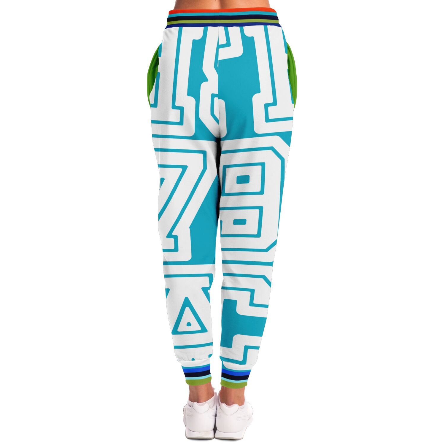 Monograma THS 1976 CA en joggers unisex de poliéster ecológico azul bahameño