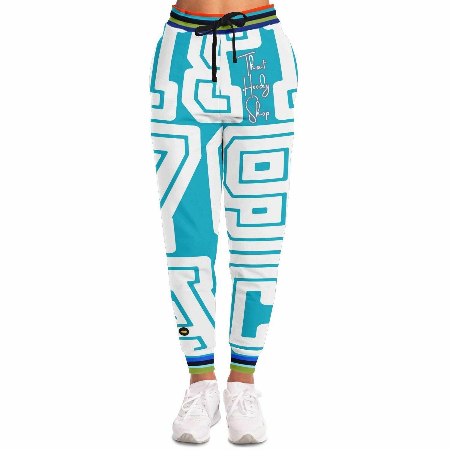 Monograma THS 1976 CA en joggers unisex de poliéster ecológico azul bahameño