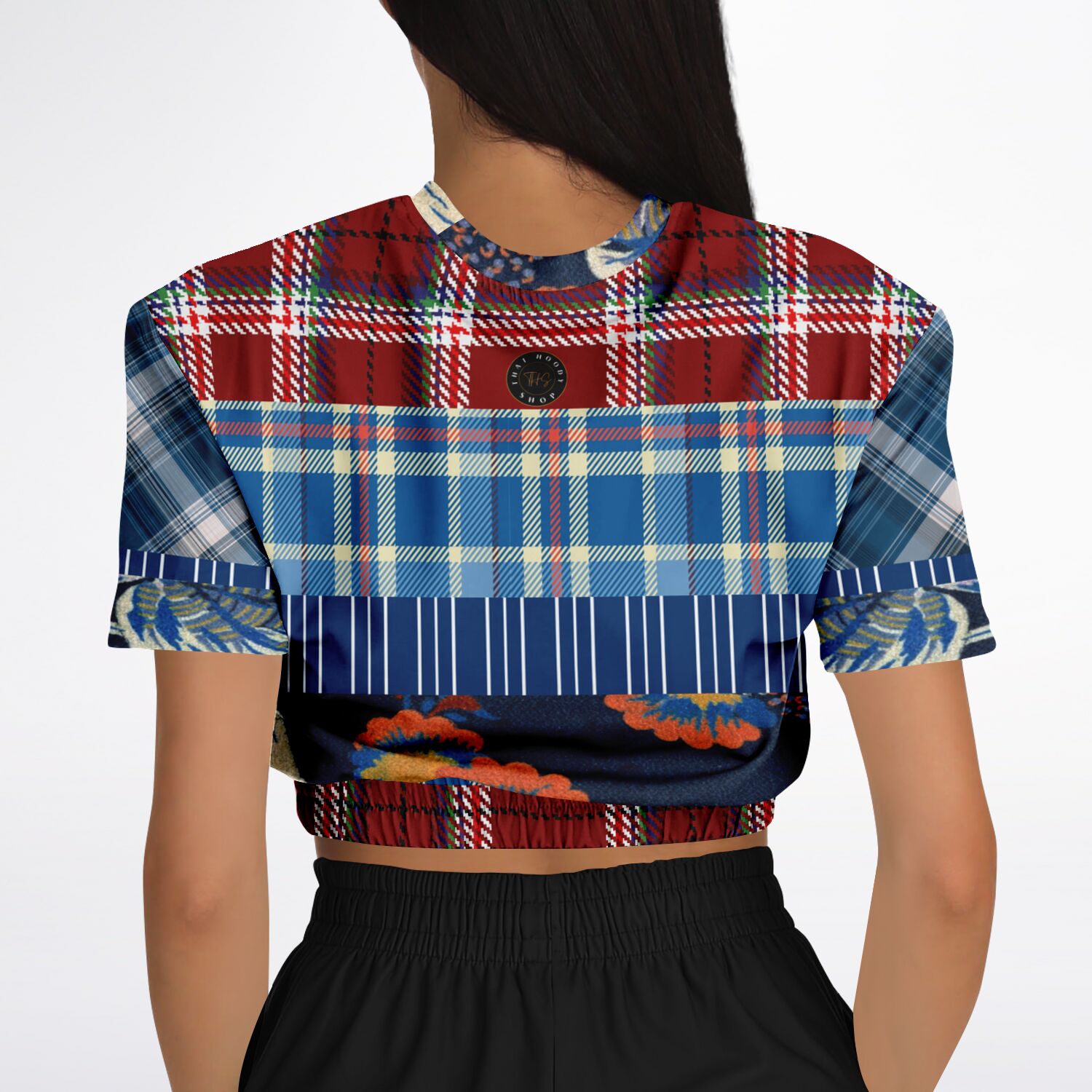 Andromeda Blue Plaid Cropped Sweater Pullover