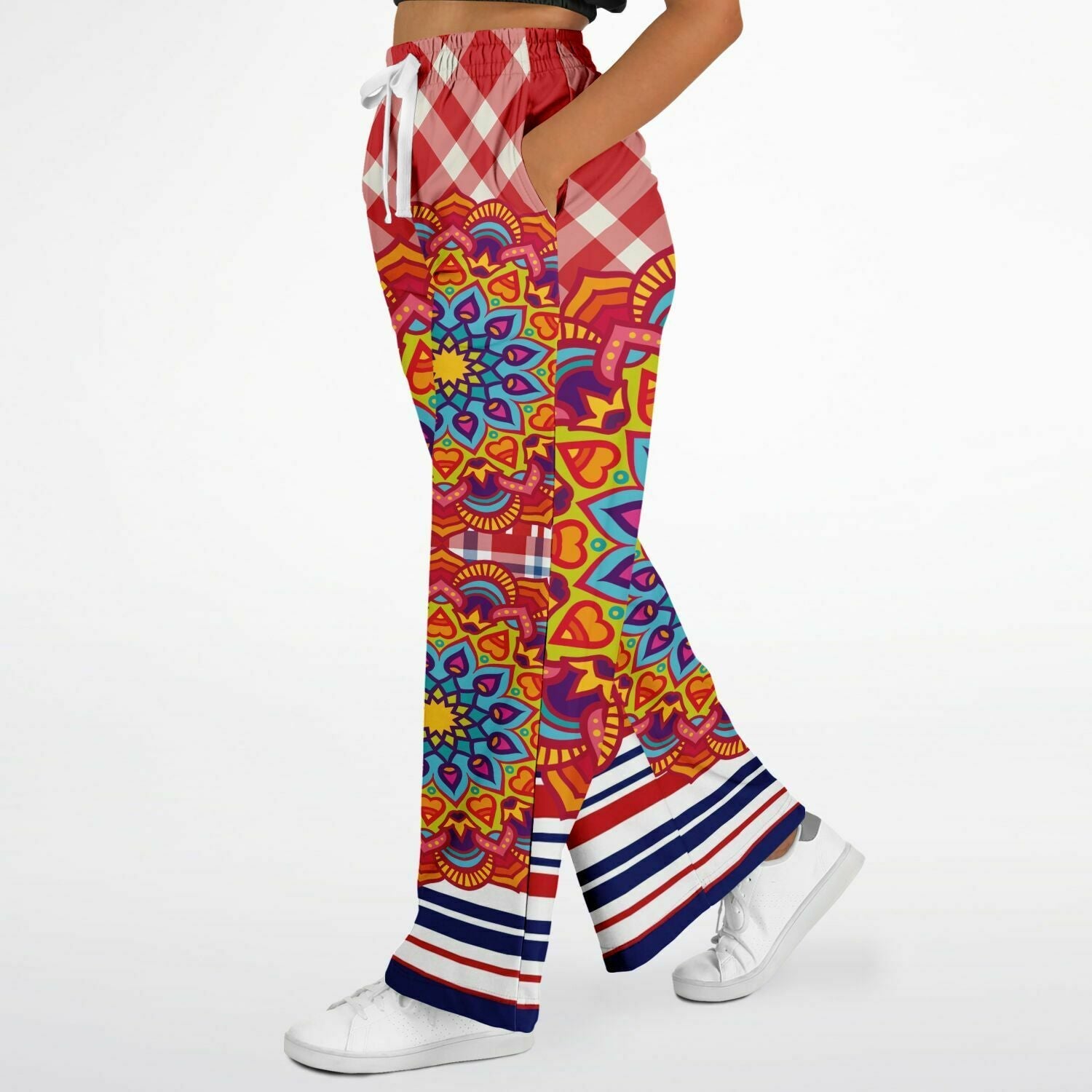 Hippy-Dippy Plaid Eco-Poly Wide Leg Pants