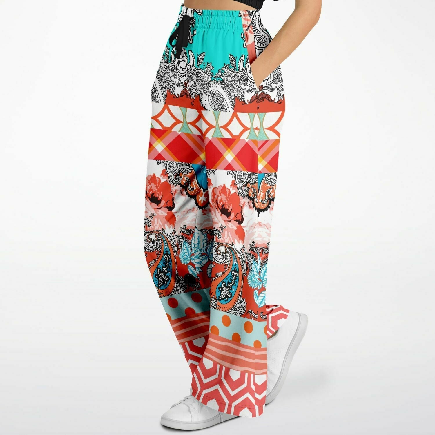 Coral Springs Hippie Patchwork Eco-Poly Patchwork Wide Leg Pants