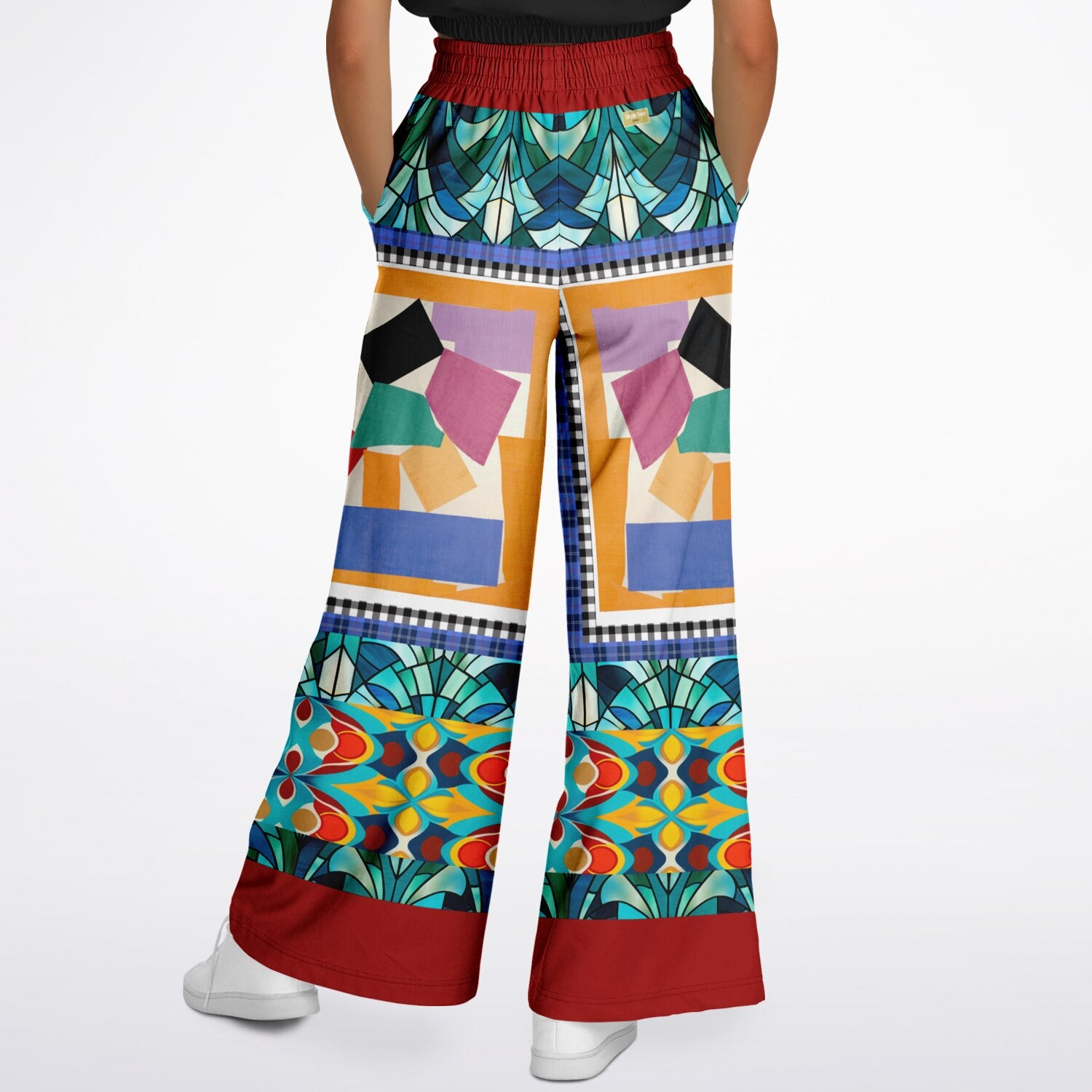 Interior Salon with Forget-Me-Nots in Full Glory Eco-Poly Wide Leg Pants