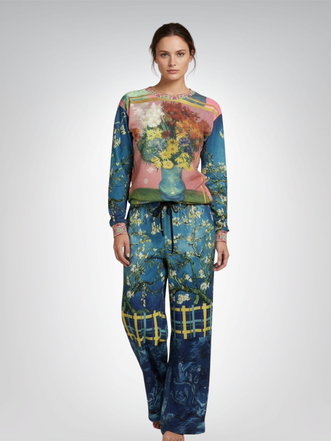 Flowers in Blue Vase - Van Gogh Eco-Poly Wide Leg Pants