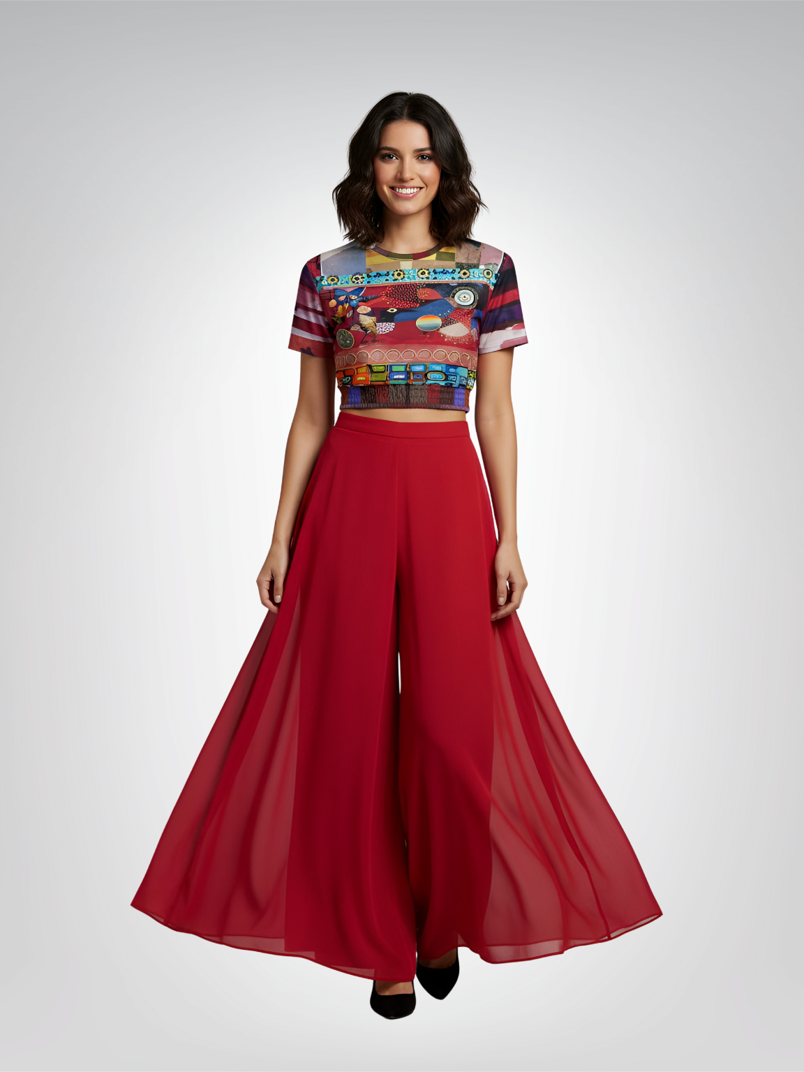 Forest Fowl in the Garden of Eden Eco-Poly Short Sleeve Cropped Pullover