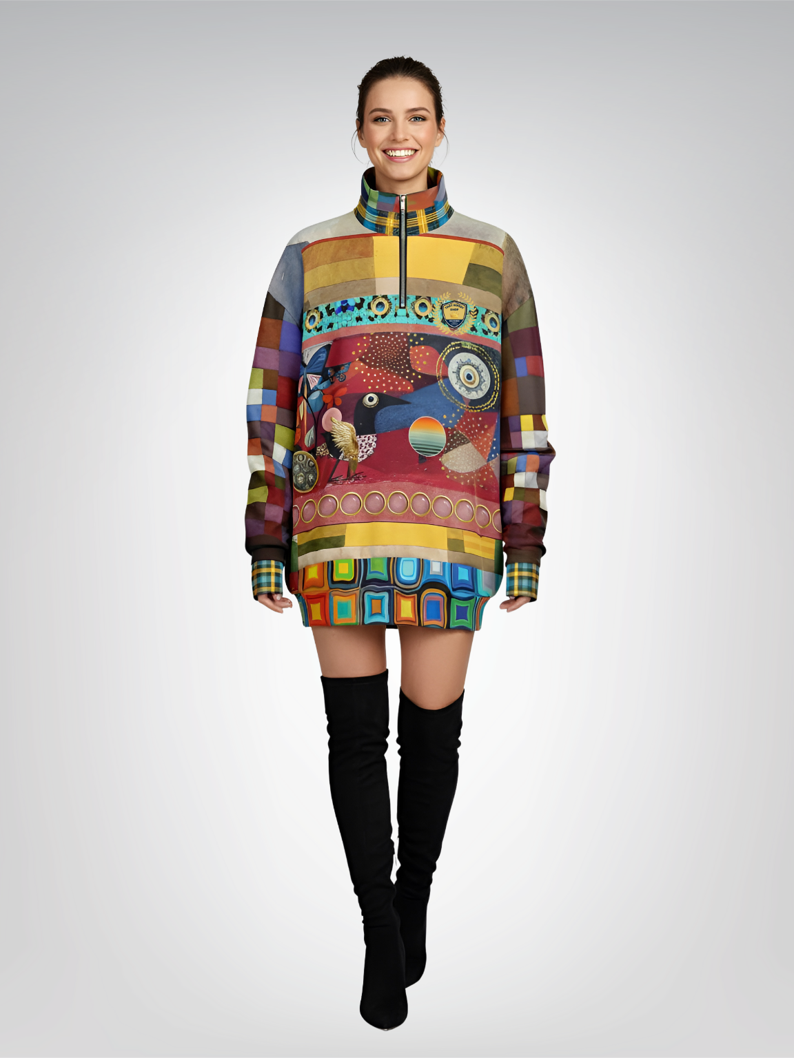 Forest Fowl in the Garden of Eden Heavyweight Oversized Quarter Zip Sweatshirt