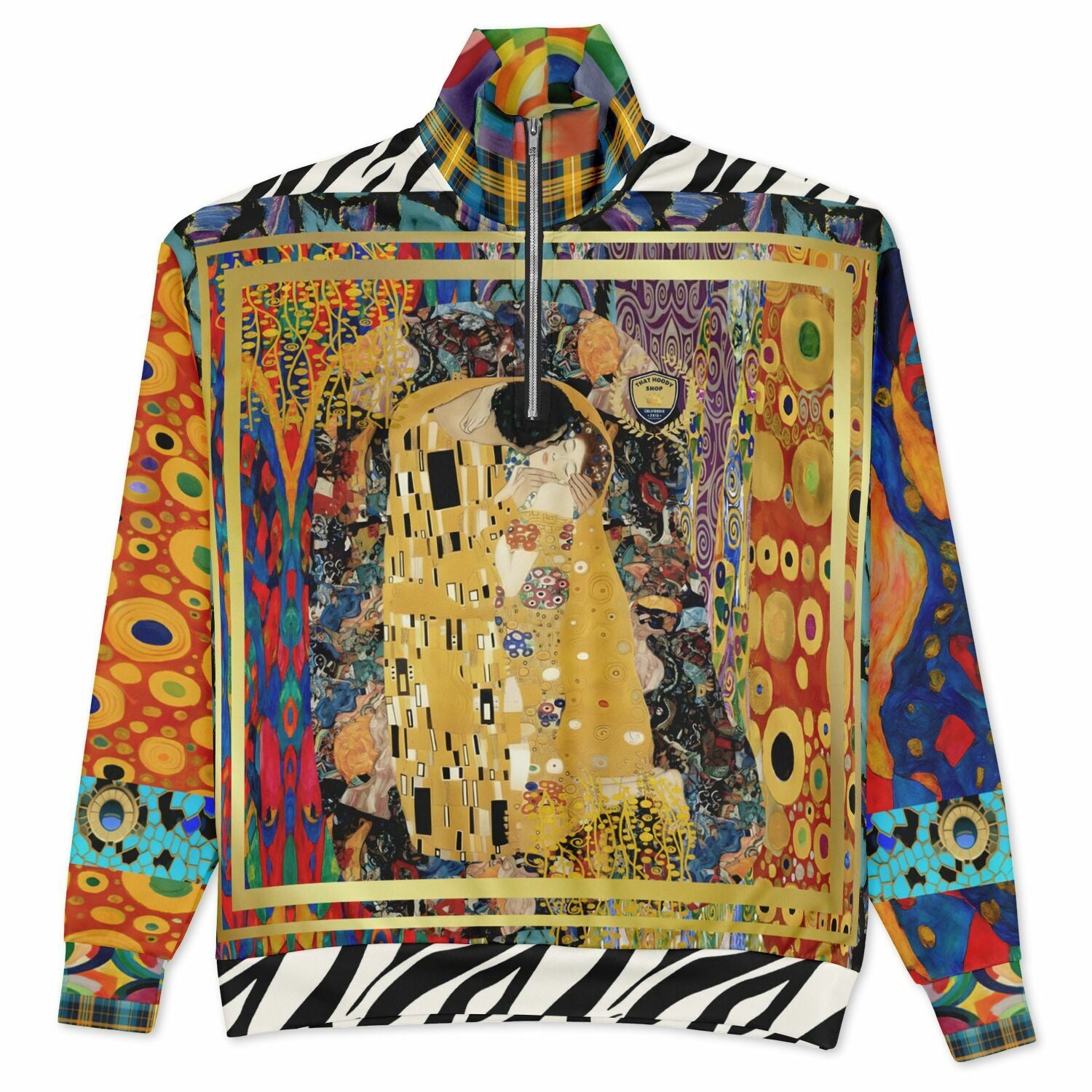 Give Me a Kiss Art Deco Print Heavyweight Oversized Quarter Zip Sweatshirt