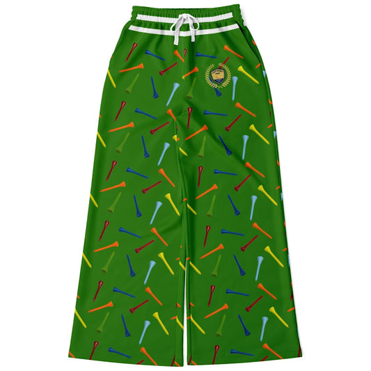 Golf Tee Time in Green Eco-Poly Wide Leg Pants