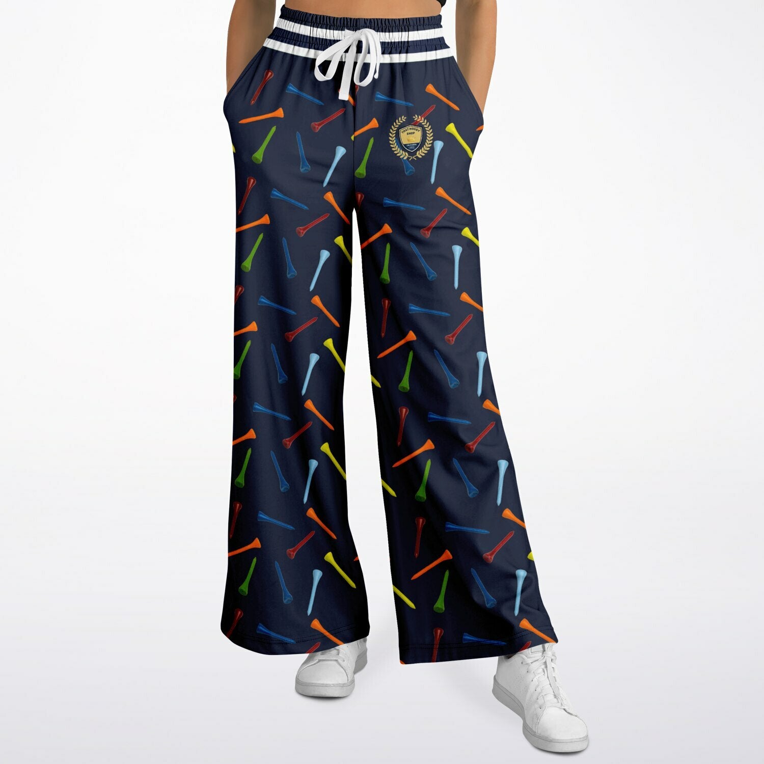Golf Tee Time in Navy Blue Eco-Poly Wide Leg Pants
