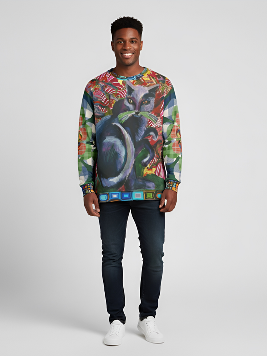 Grey Cat on Bright Cushion Unisex Sweatshirt (Gold Label)