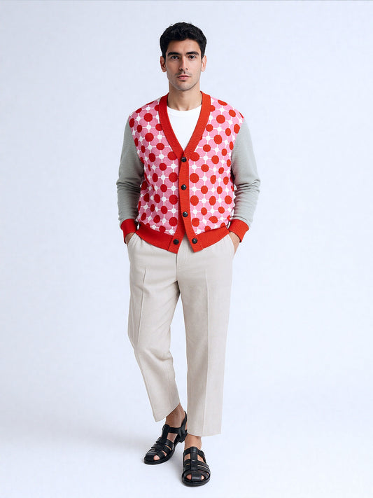 Groovy Disco Lantern Afterglow in Strawberry Sherbet Knitted Cardigan