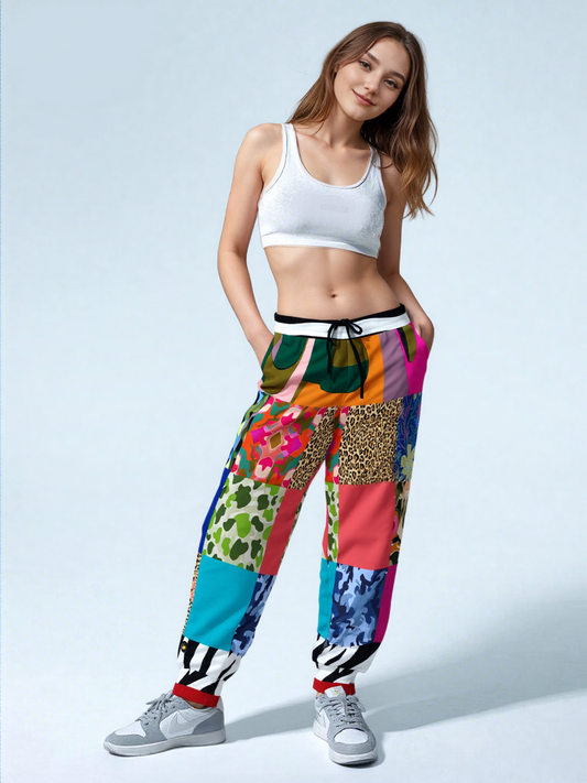 Gypsy Cheetah Multicolor Patchwork Eco-Poly Unisex Joggers