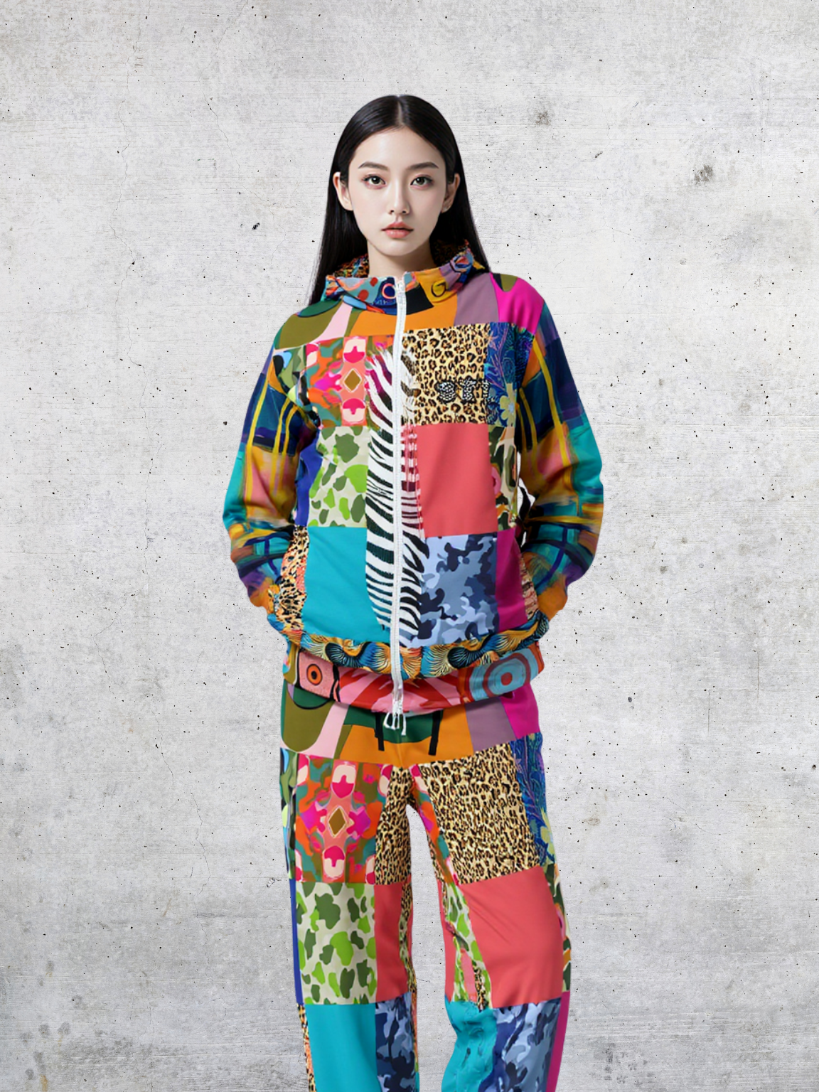 Gypsy Cheetah Multicolor Patchwork Unisex Eco-Poly Track Jacket