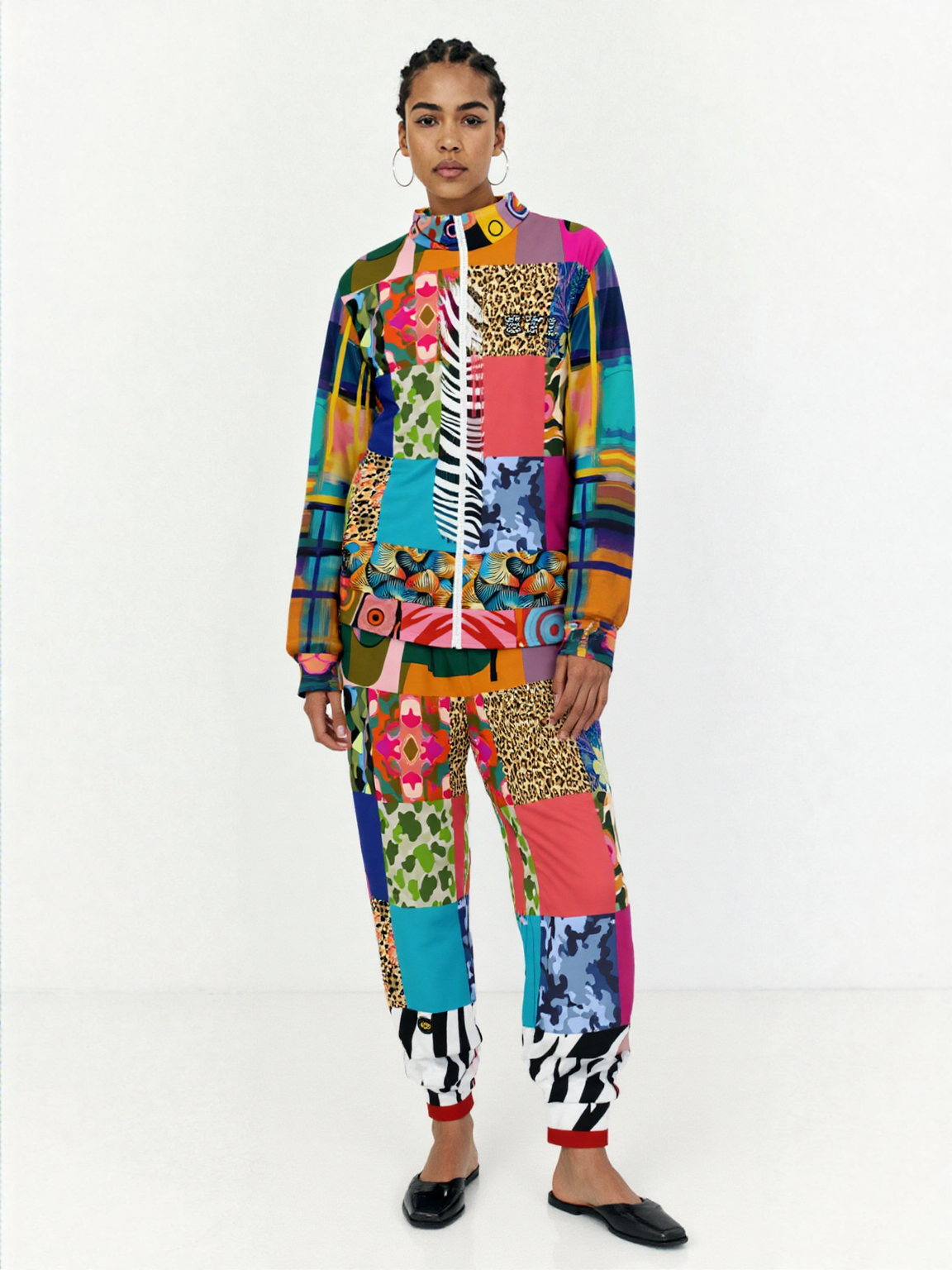Gypsy Cheetah Multicolor Patchwork Unisex Eco-Poly Track Jacket