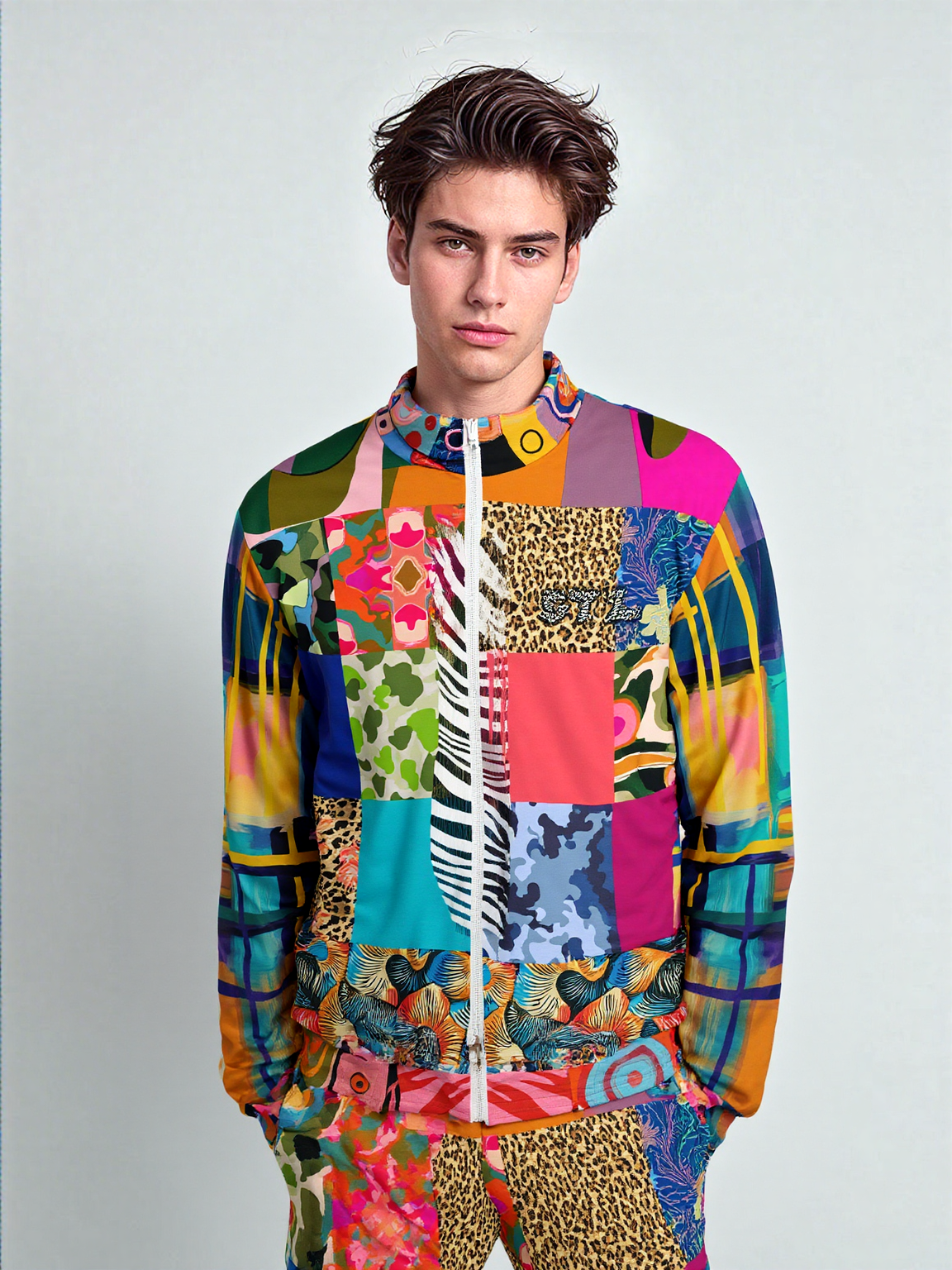 Gypsy Cheetah Multicolor Patchwork Unisex Eco-Poly Track Jacket