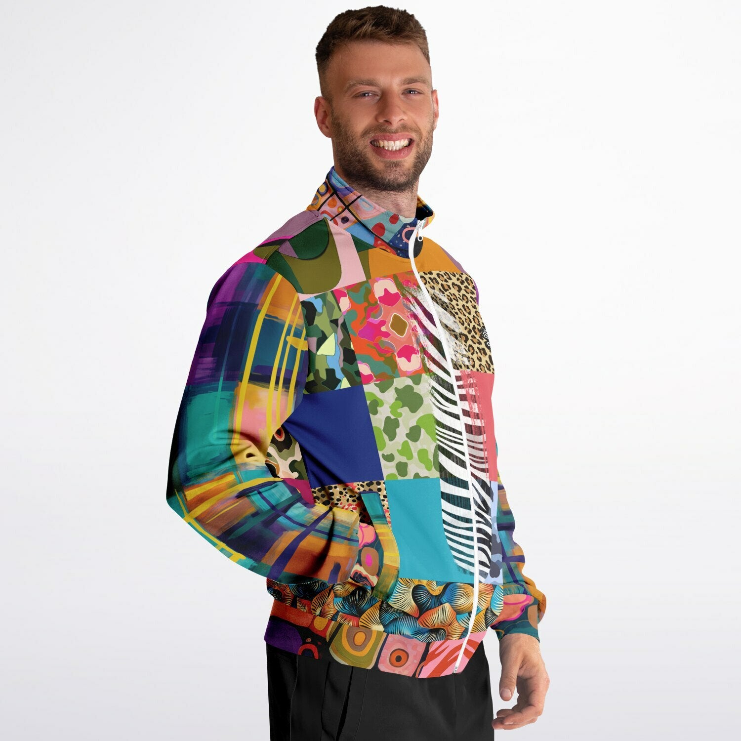 Gypsy Cheetah Multicolor Patchwork Unisex Eco-Poly Track Jacket
