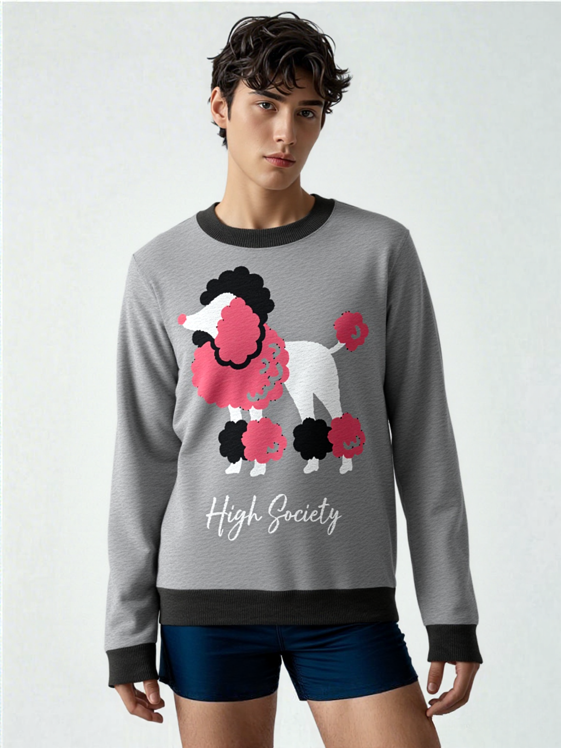 High Society Beyotch in Grey Knitted Crewneck Sweater