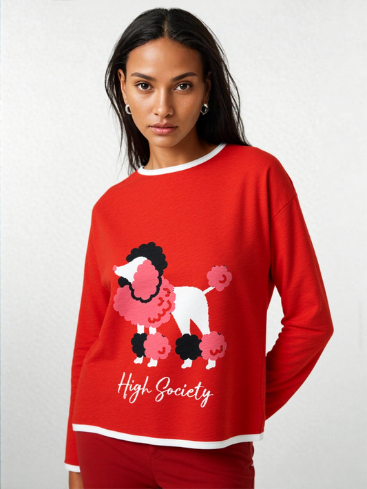 High Society Beyotch in Red Women’s Boatneck Knitted Sweater