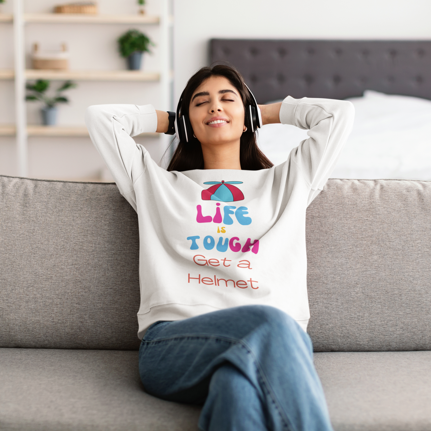 Life is Tough - Get a Helmet Unisex Crew Neck Sweatshirt