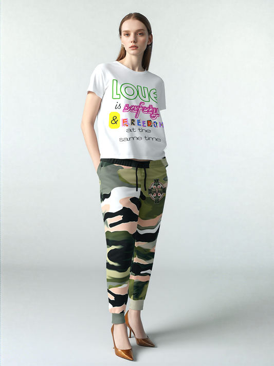 Women's Inspirational Cotton Tee - Love is Safety & Freedom, Graphic Tee, Casual Wear, Gift for Her, Everyday Comfort