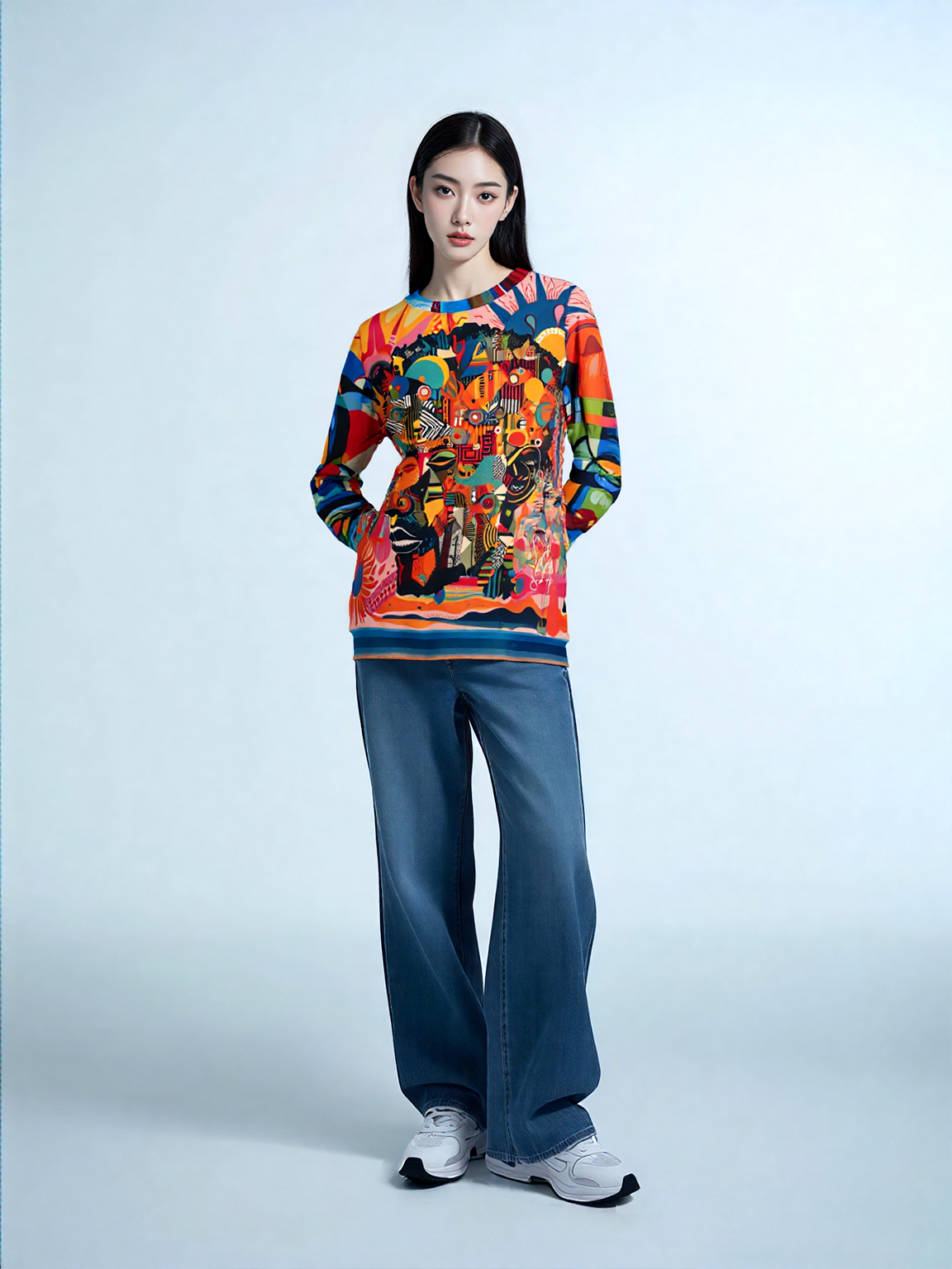 Man of Two Faces Patchwork Print Unisex Sweatshirt (Gold Label)