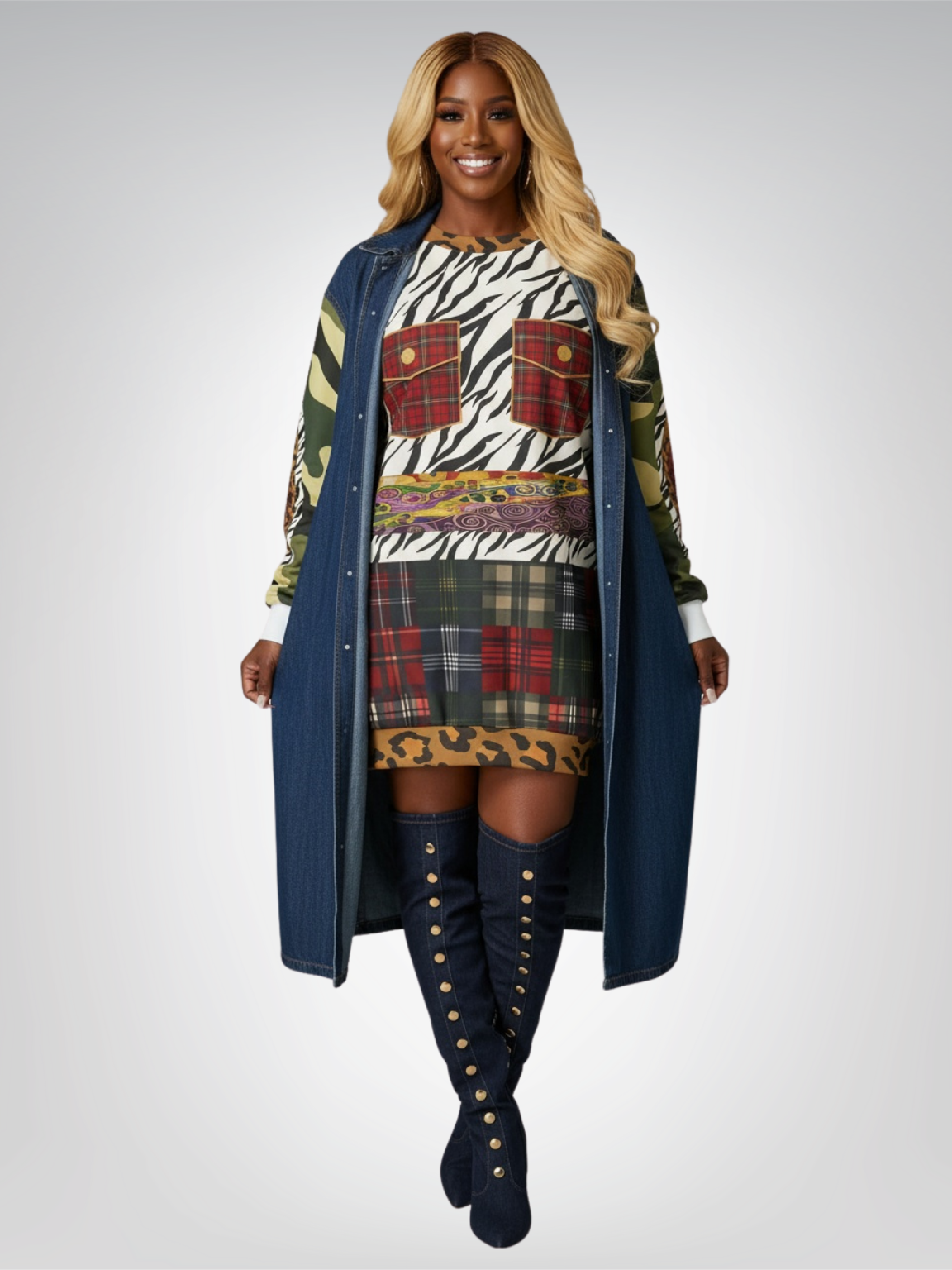 Mary Queen of Scots Plaid Animal Patchwork Unisex Sweatshirt (Gold Label)