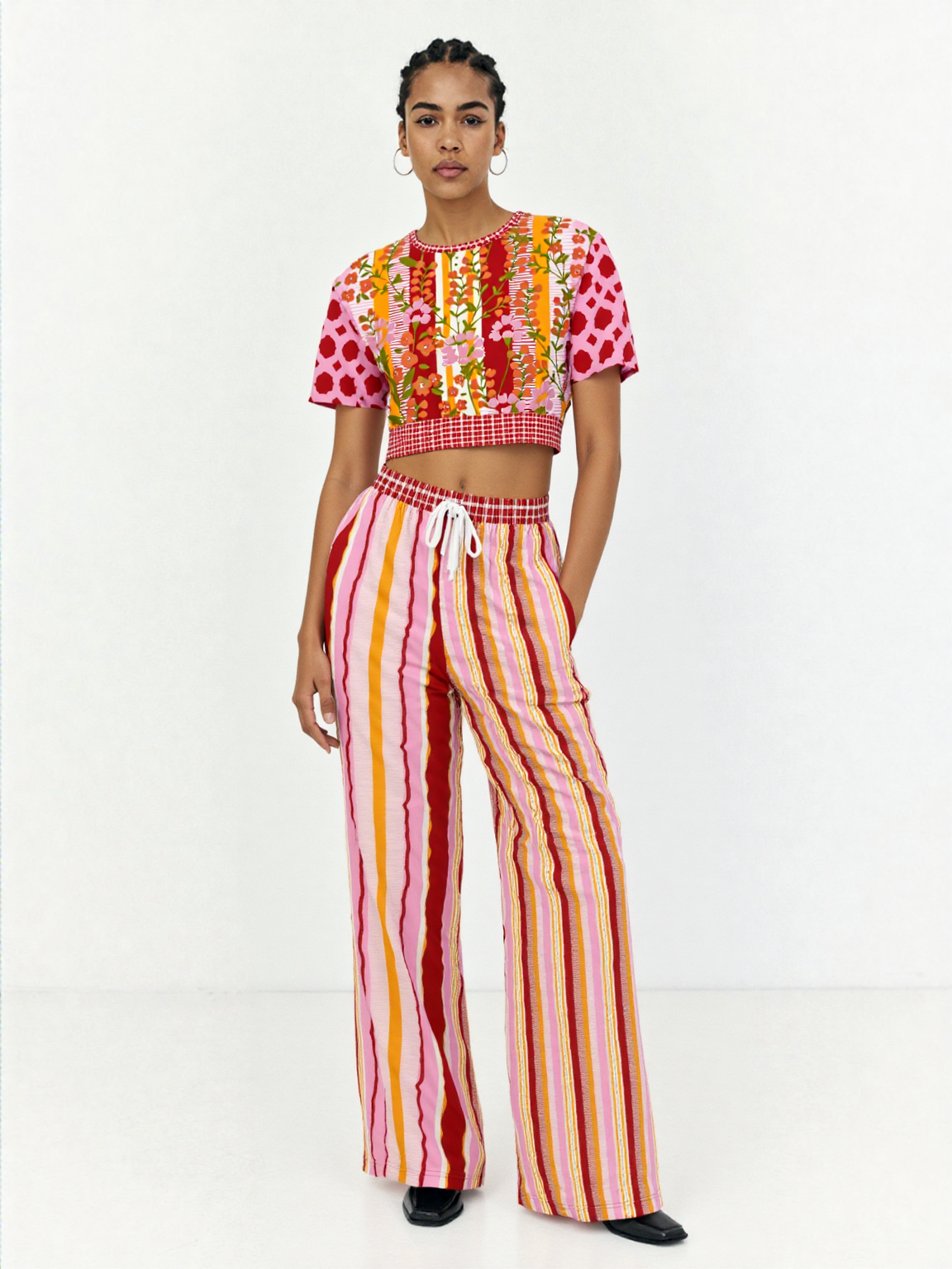 My Dream in Red Stripe Eco-Poly Wide Leg Pants