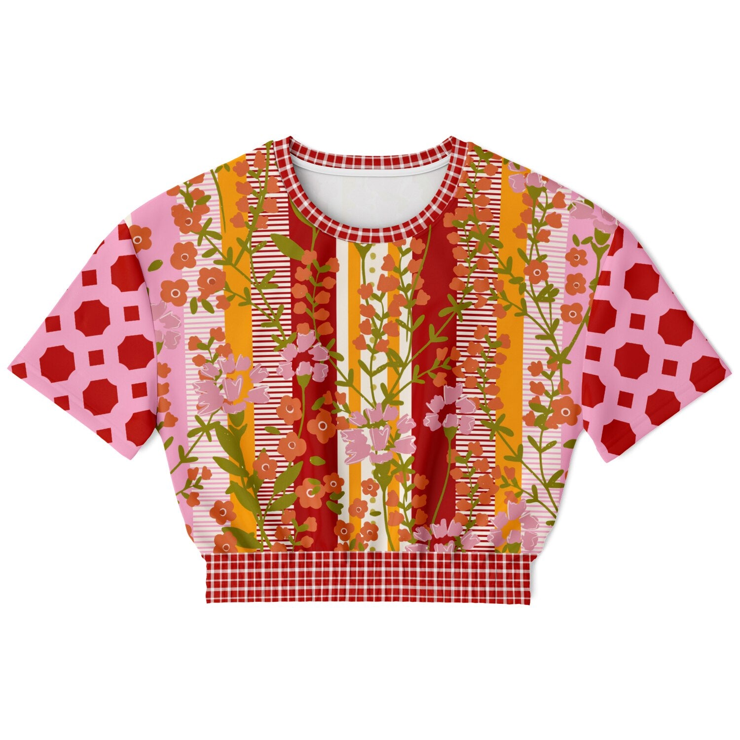 My Dream in Red Stripe Eco-Poly Short Sleeve Cropped Pullover