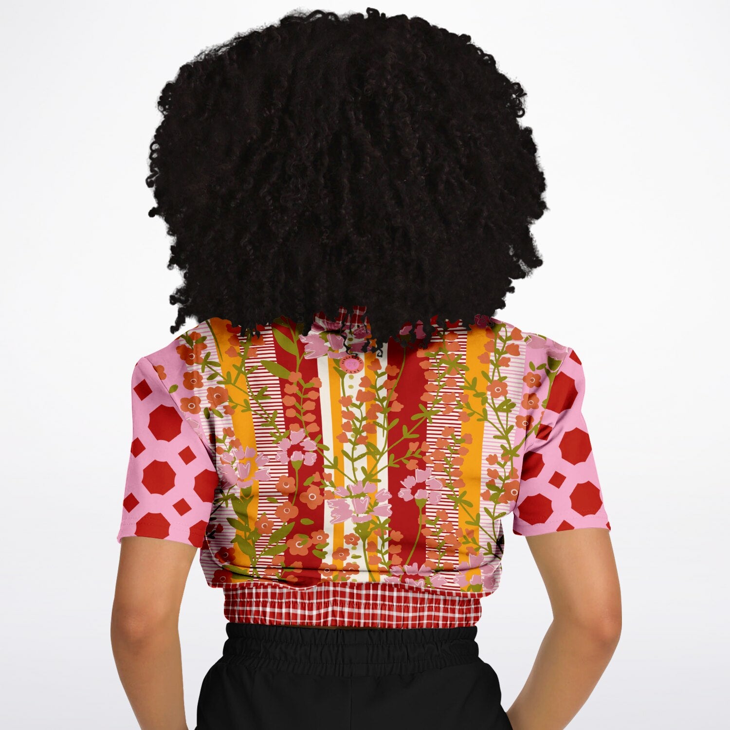 My Dream in Red Stripe Eco-Poly Short Sleeve Cropped Pullover